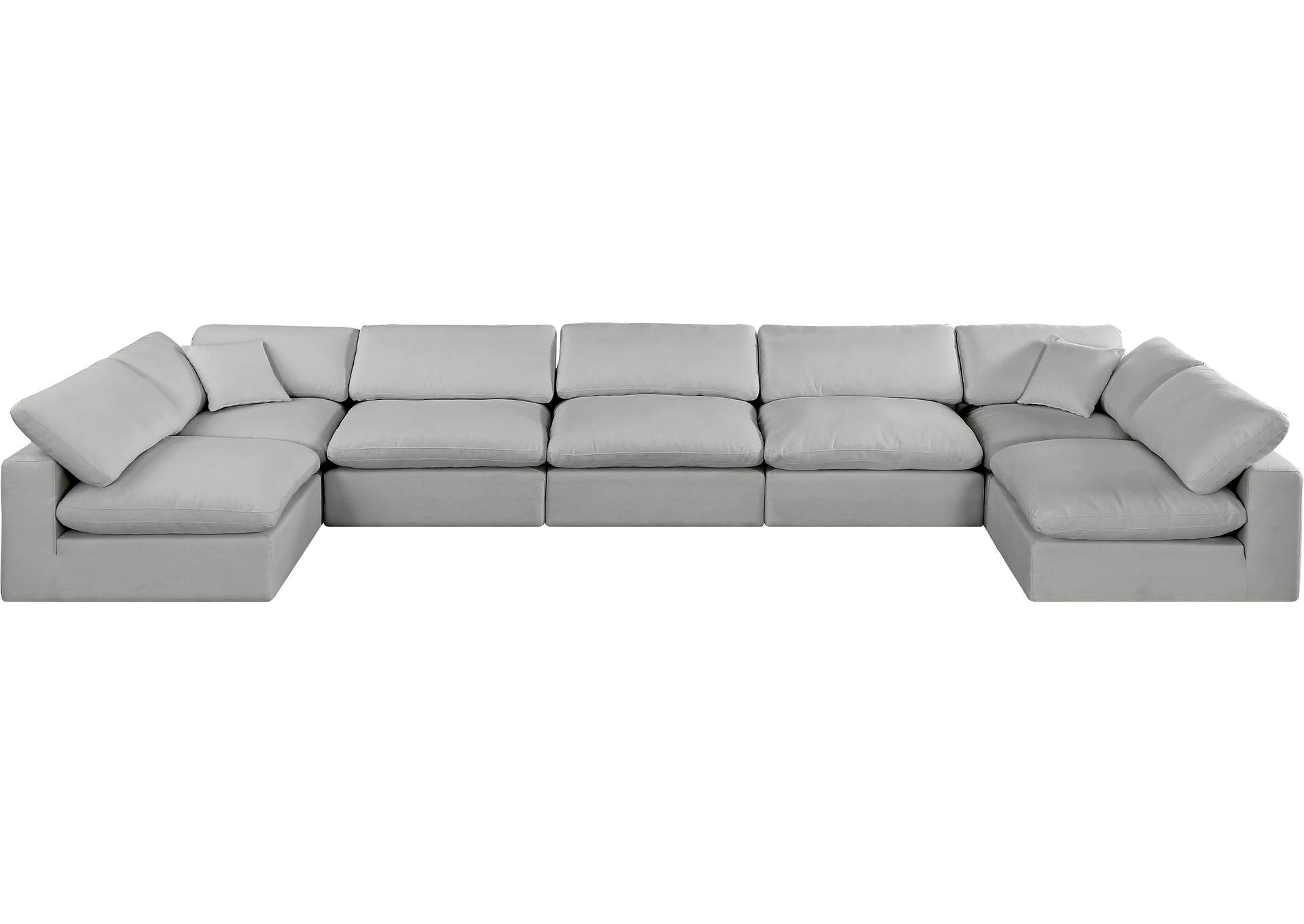 Comfy Grey Linen Textured Fabric Modular Sectional,Meridian Furniture