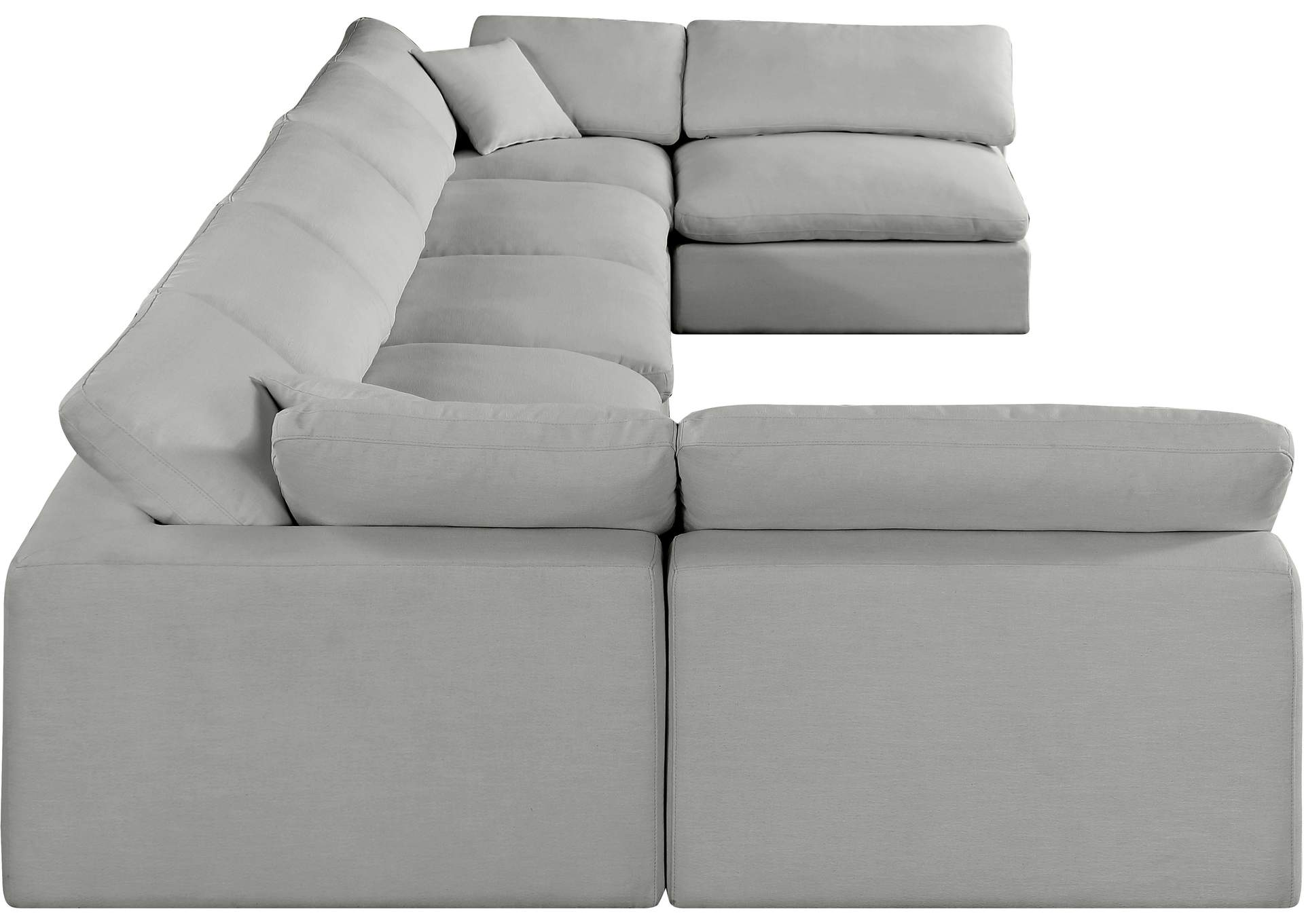 Comfy Grey Linen Textured Fabric Modular Sectional,Meridian Furniture
