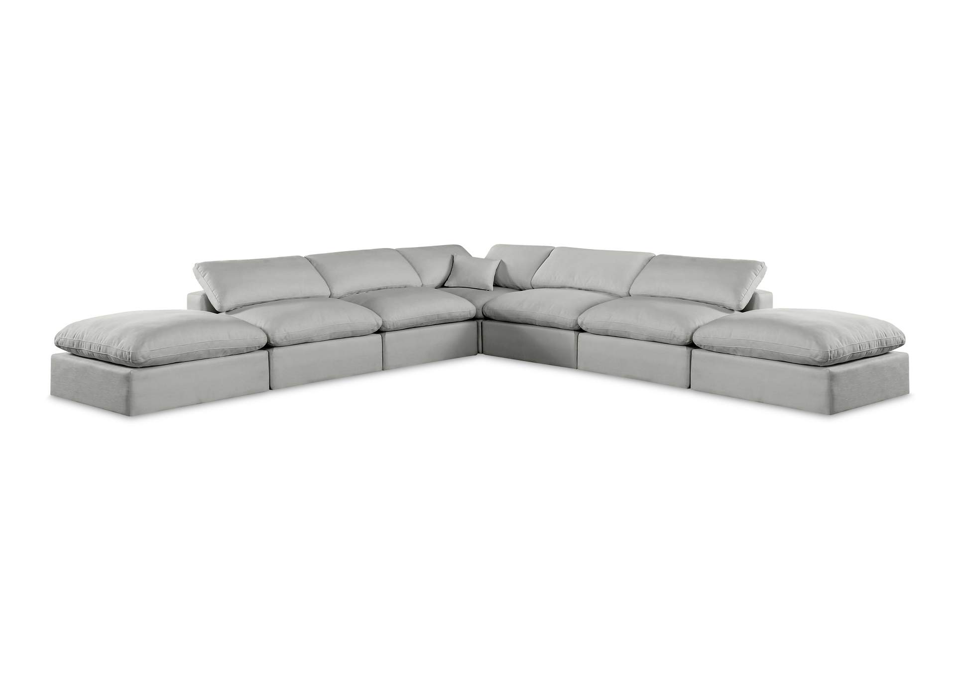 Comfy Grey Linen Textured Fabric Modular Sectional,Meridian Furniture