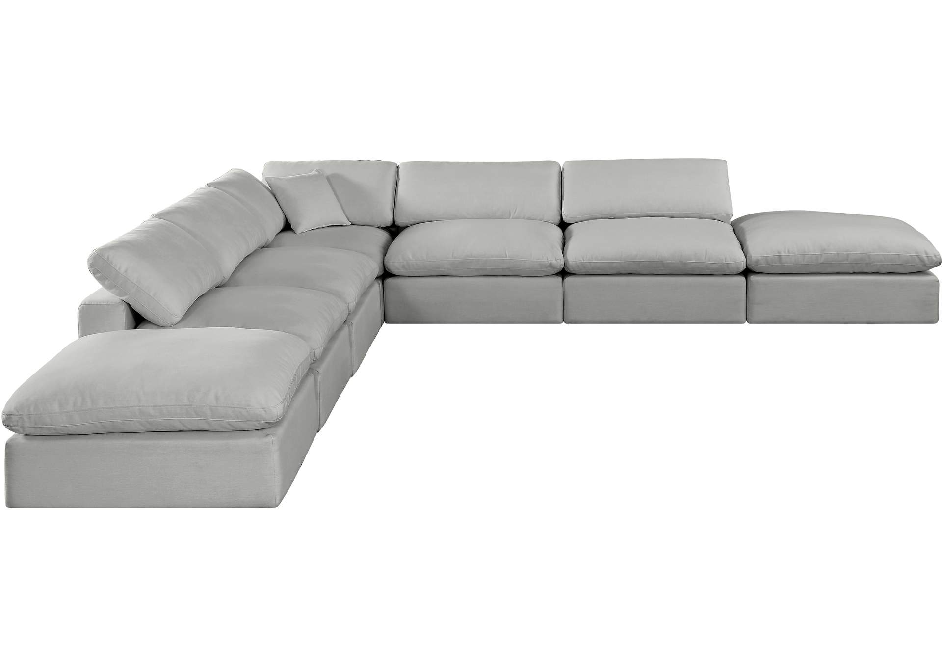 Comfy Grey Linen Textured Fabric Modular Sectional,Meridian Furniture