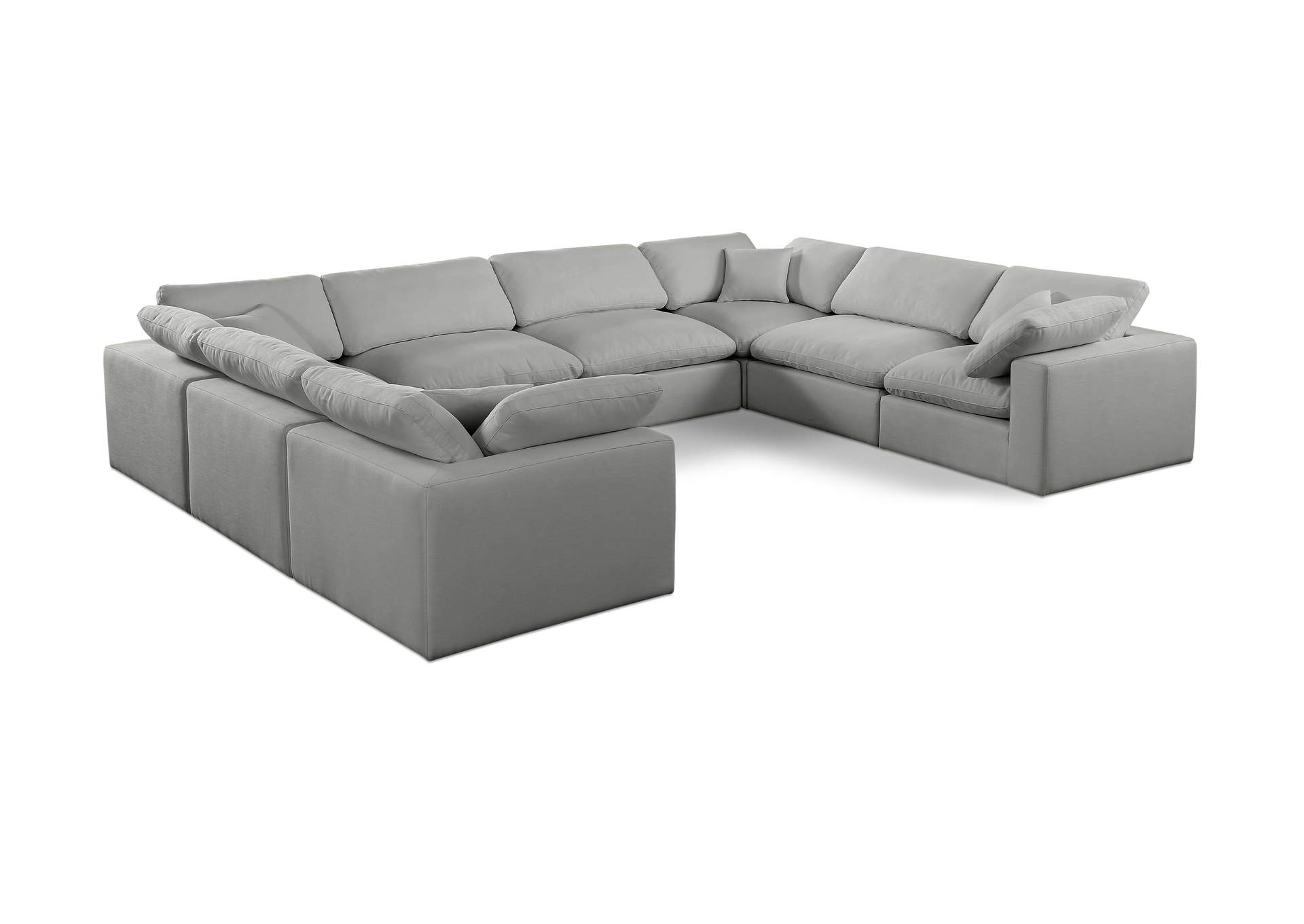 Comfy Grey Linen Textured Fabric Modular Sectional,Meridian Furniture