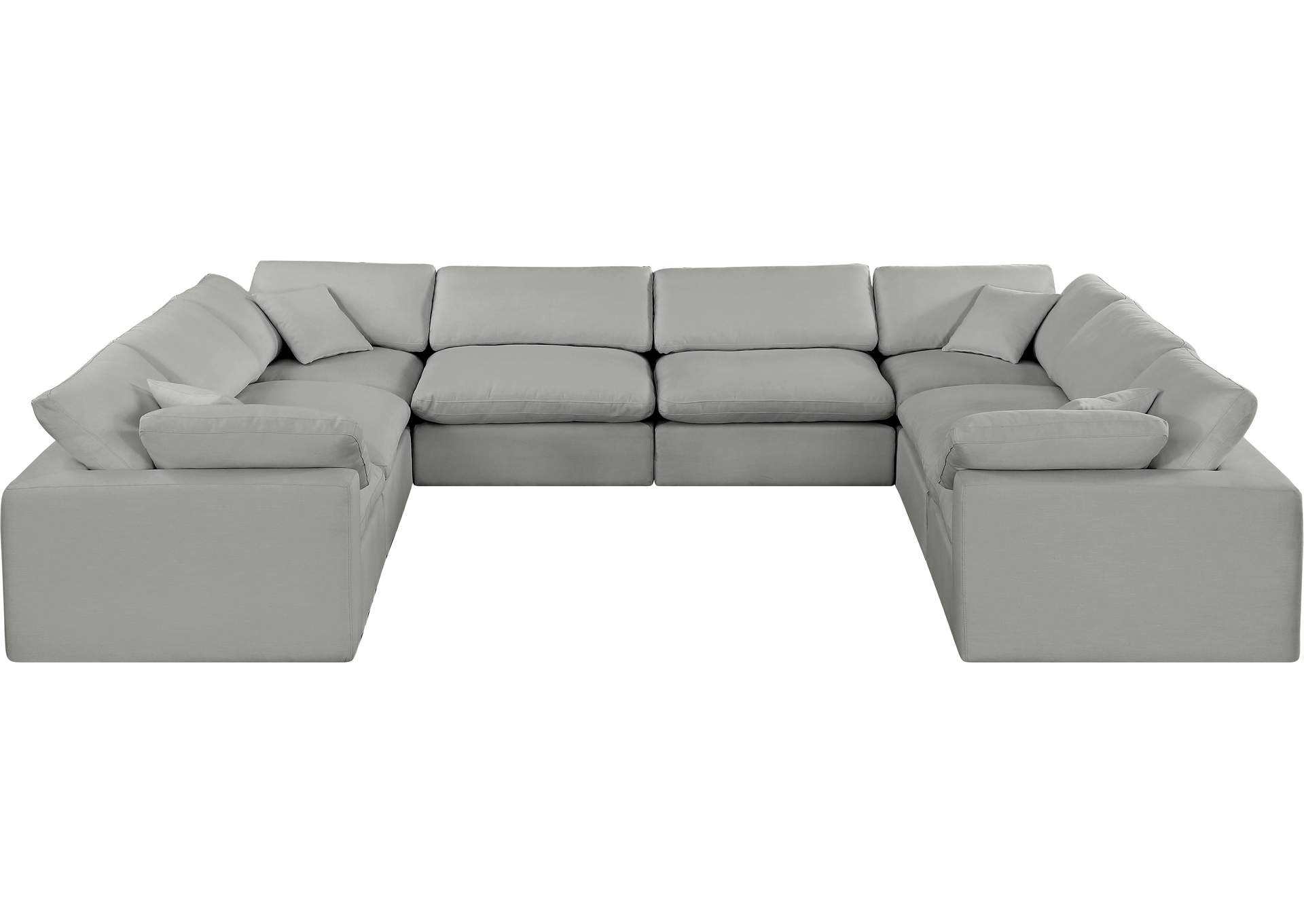 Comfy Grey Linen Textured Fabric Modular Sectional,Meridian Furniture