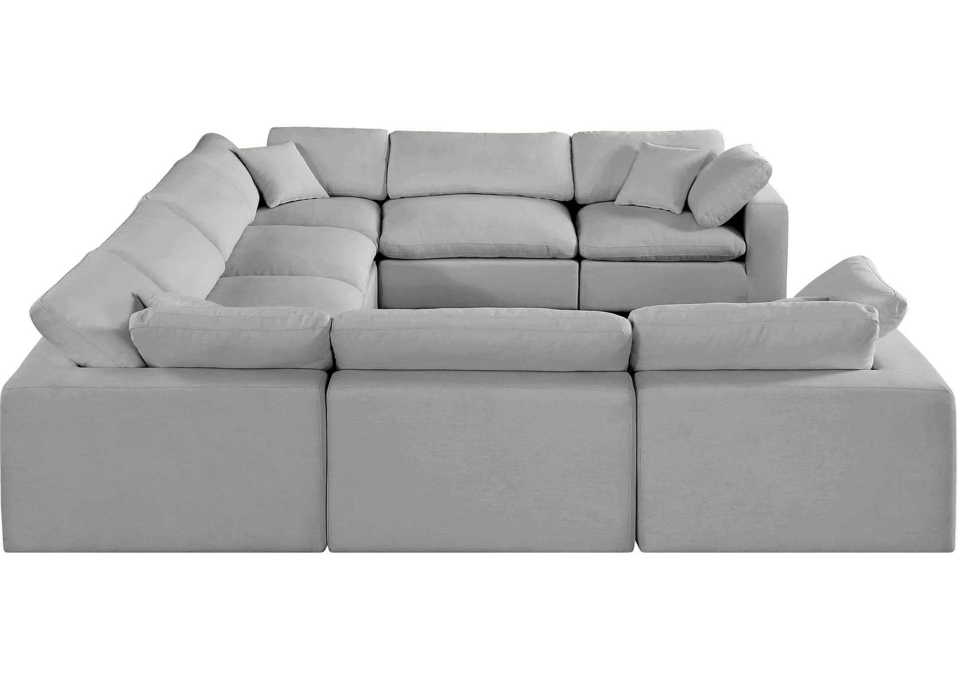 Comfy Grey Linen Textured Fabric Modular Sectional,Meridian Furniture
