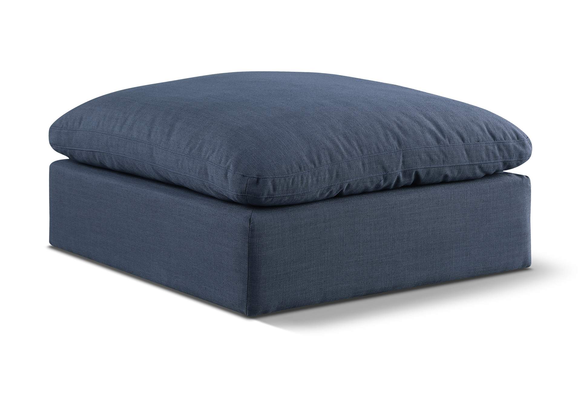 Comfy Navy Linen Textured Fabric Modular Ottoman,Meridian Furniture