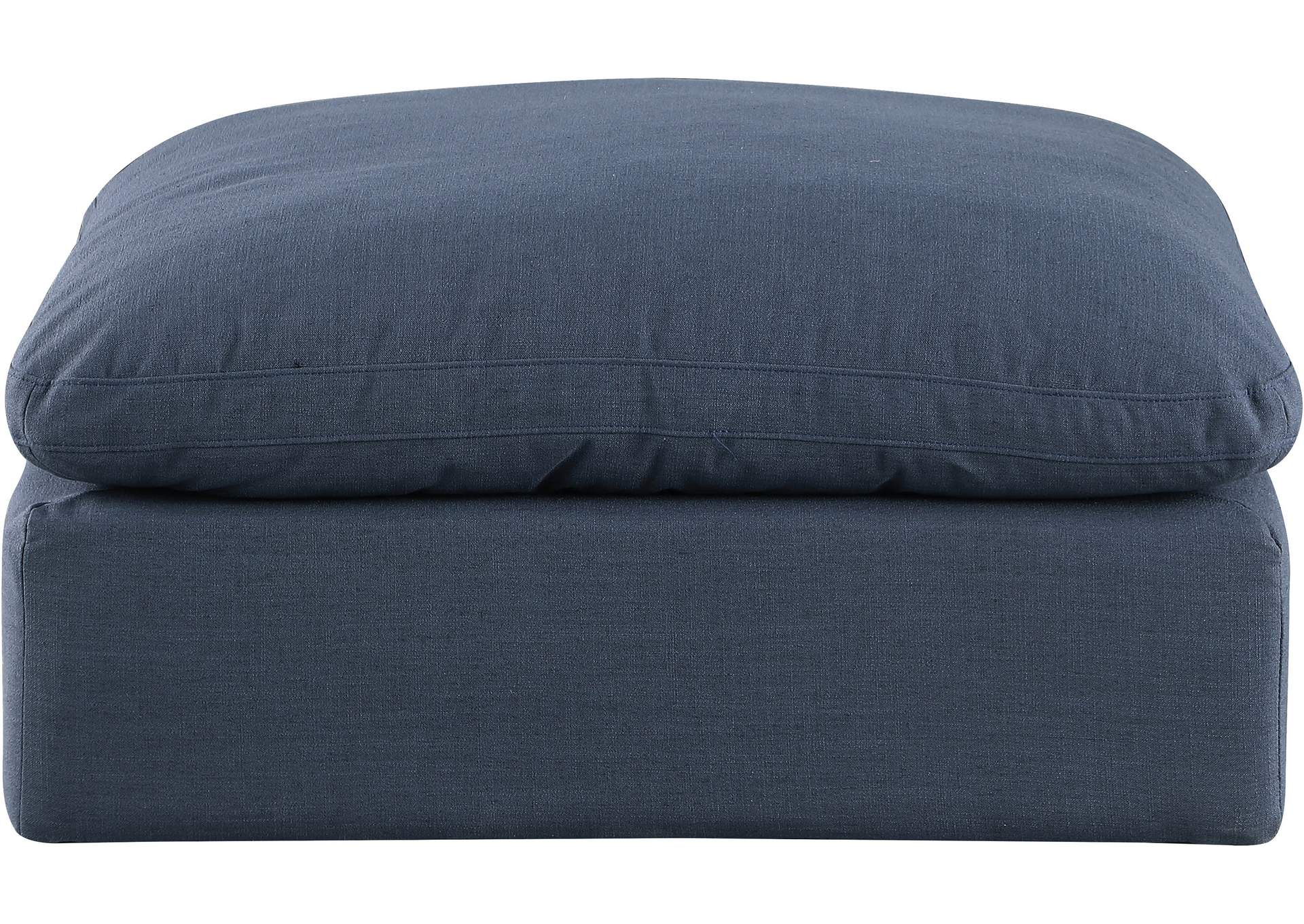 Comfy Navy Linen Textured Fabric Modular Ottoman,Meridian Furniture