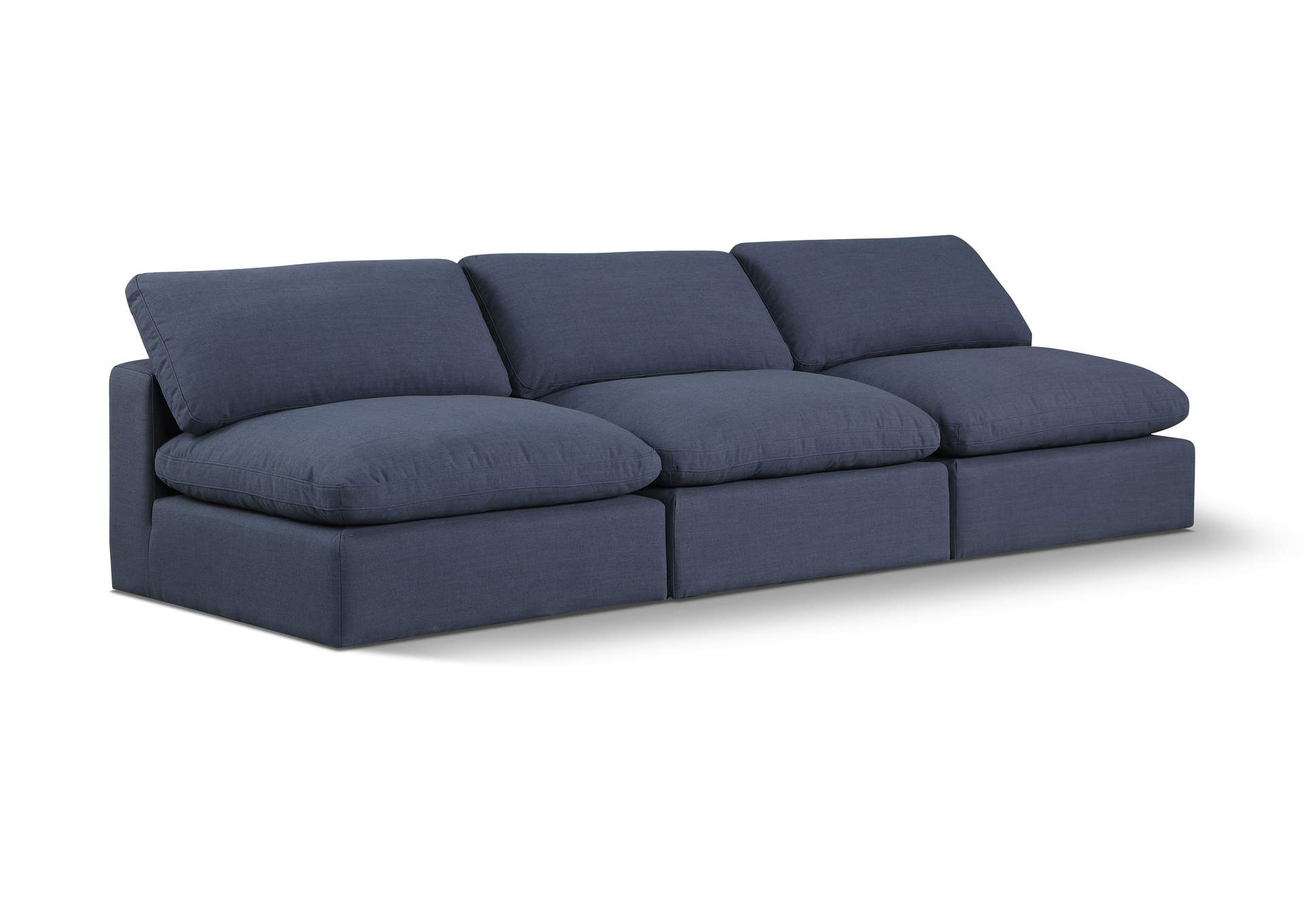 Comfy Navy Linen Textured Fabric Modular Sofa,Meridian Furniture