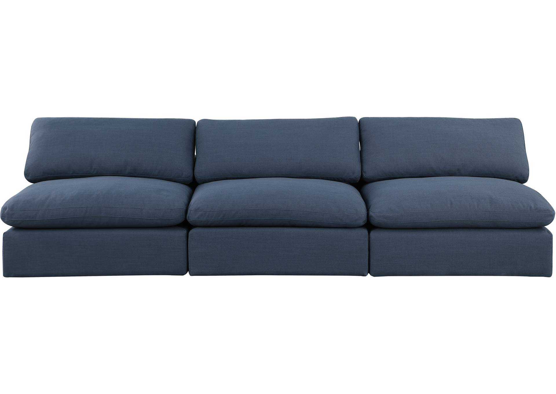 Comfy Navy Linen Textured Fabric Modular Sofa,Meridian Furniture