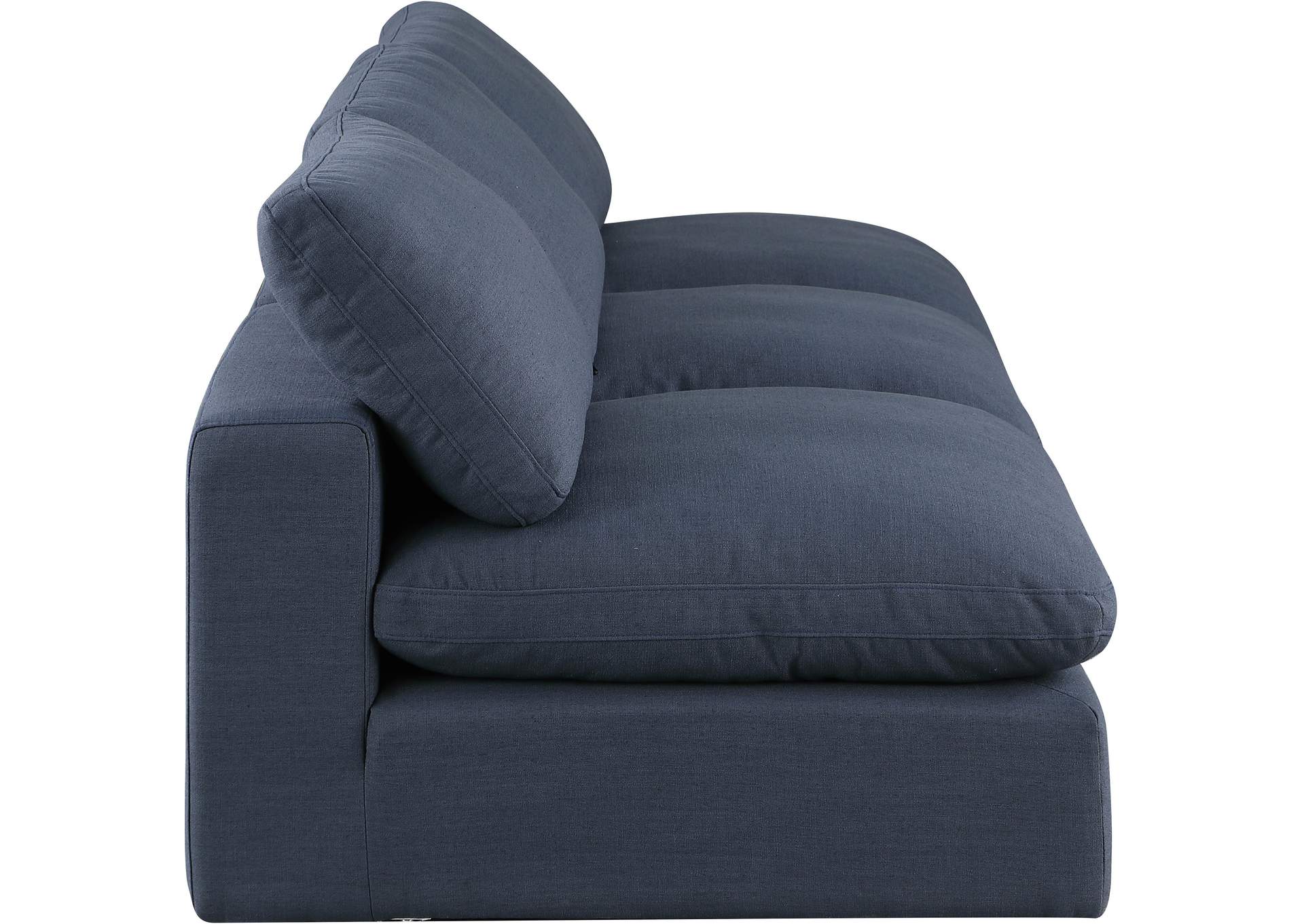 Comfy Navy Linen Textured Fabric Modular Sofa,Meridian Furniture