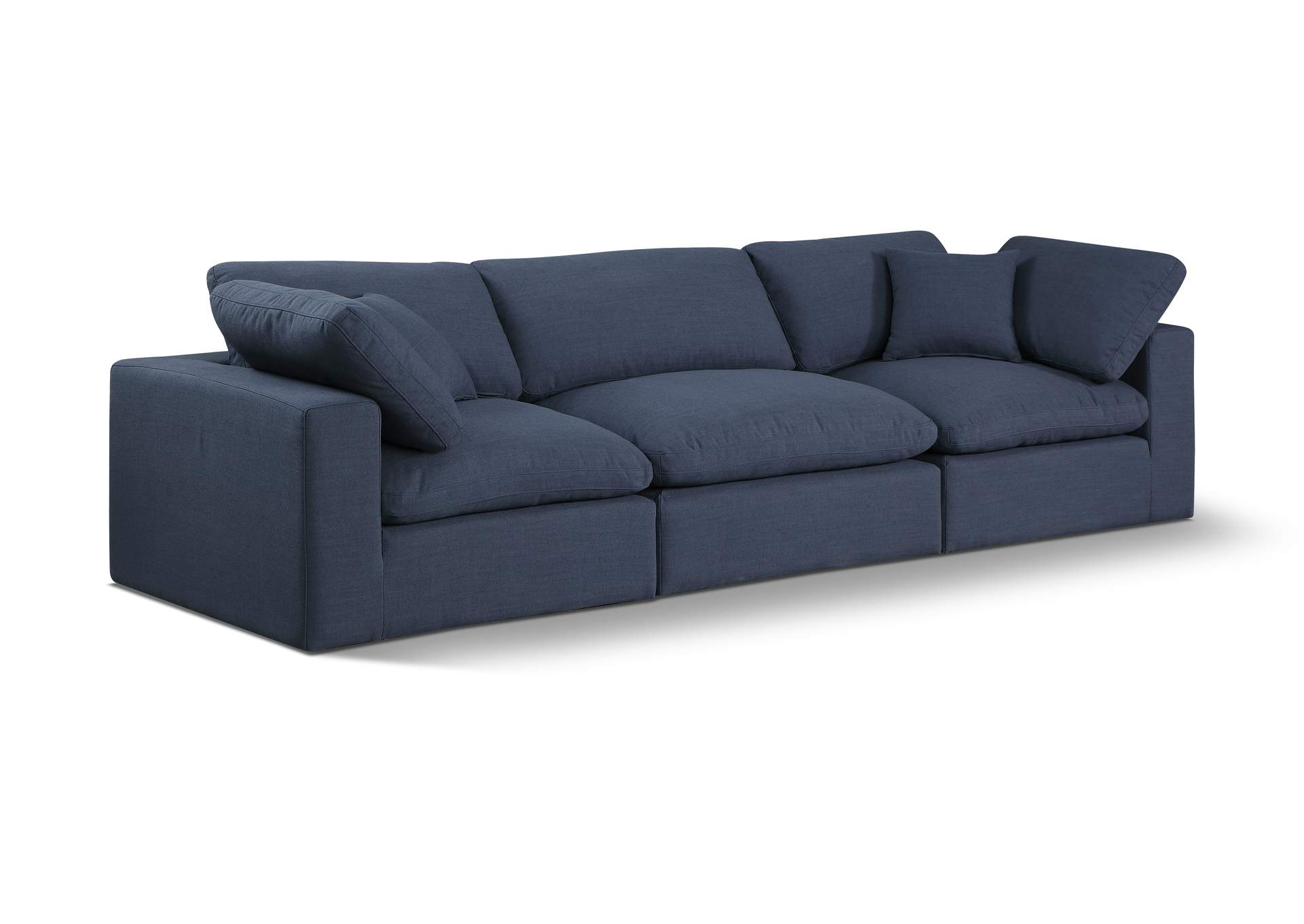Comfy Navy Linen Textured Fabric Modular Sofa,Meridian Furniture
