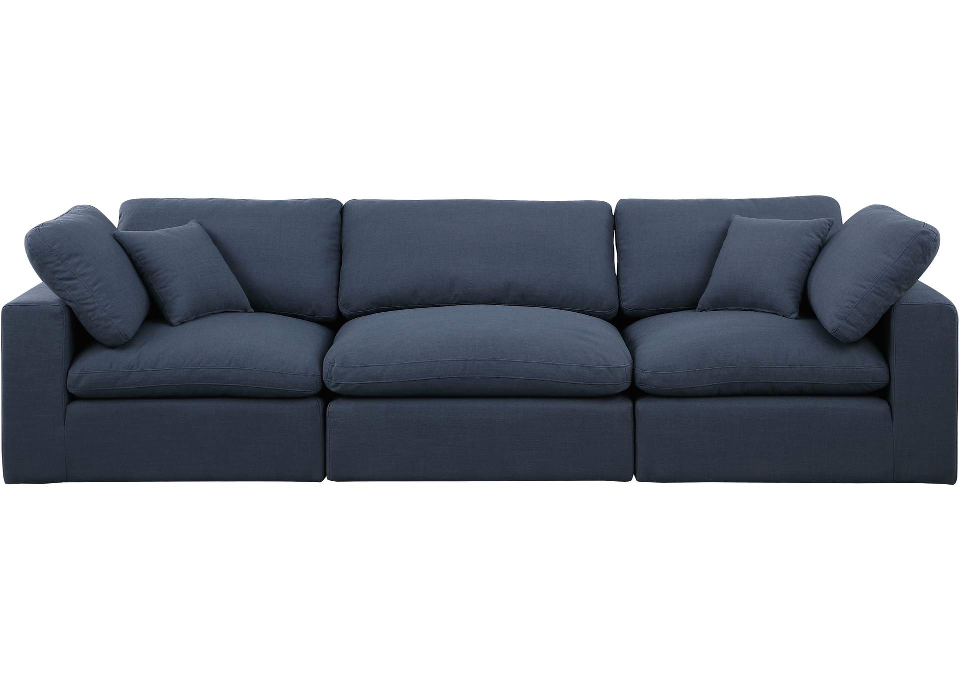 Comfy Navy Linen Textured Fabric Modular Sofa,Meridian Furniture