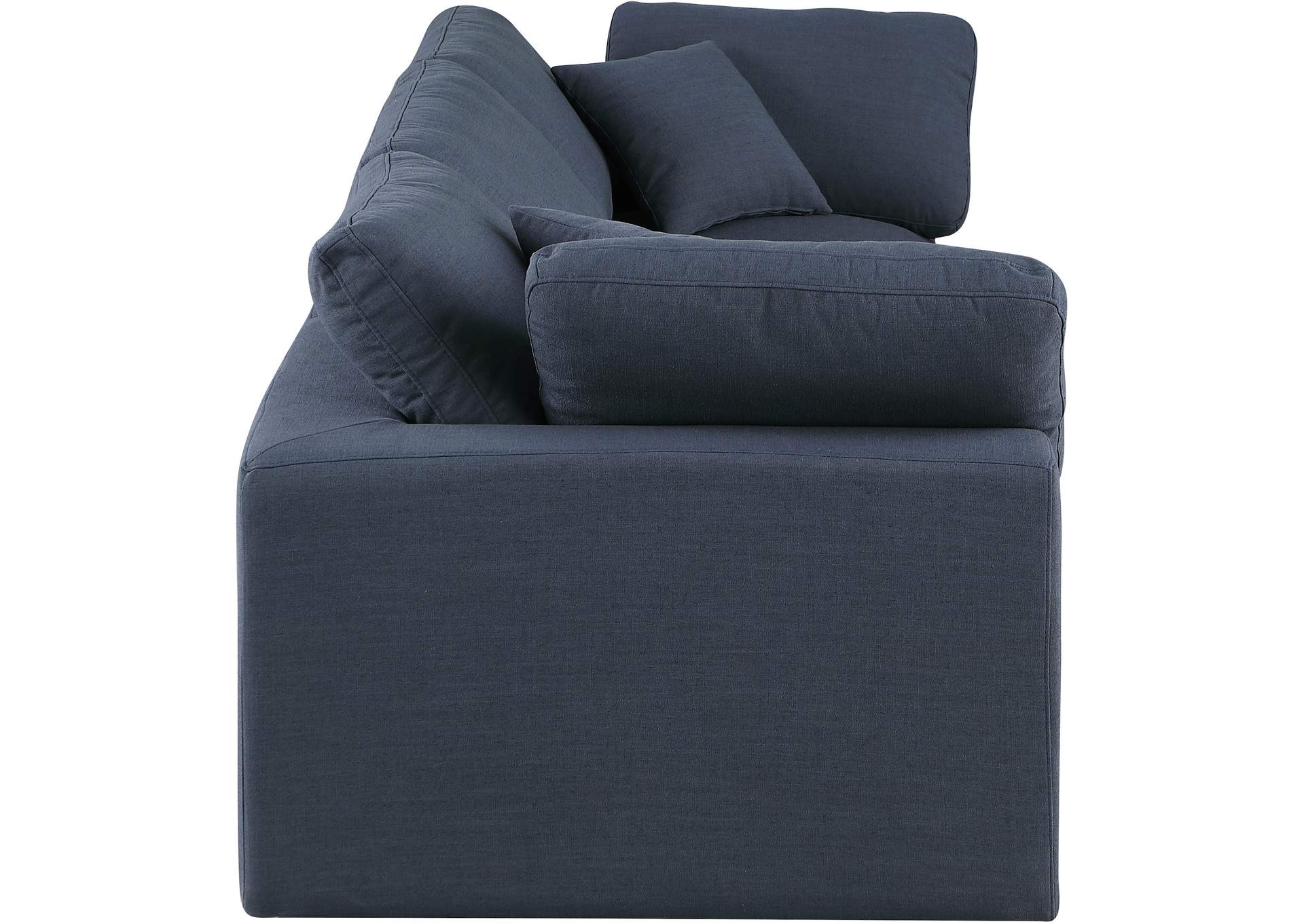 Comfy Navy Linen Textured Fabric Modular Sofa,Meridian Furniture