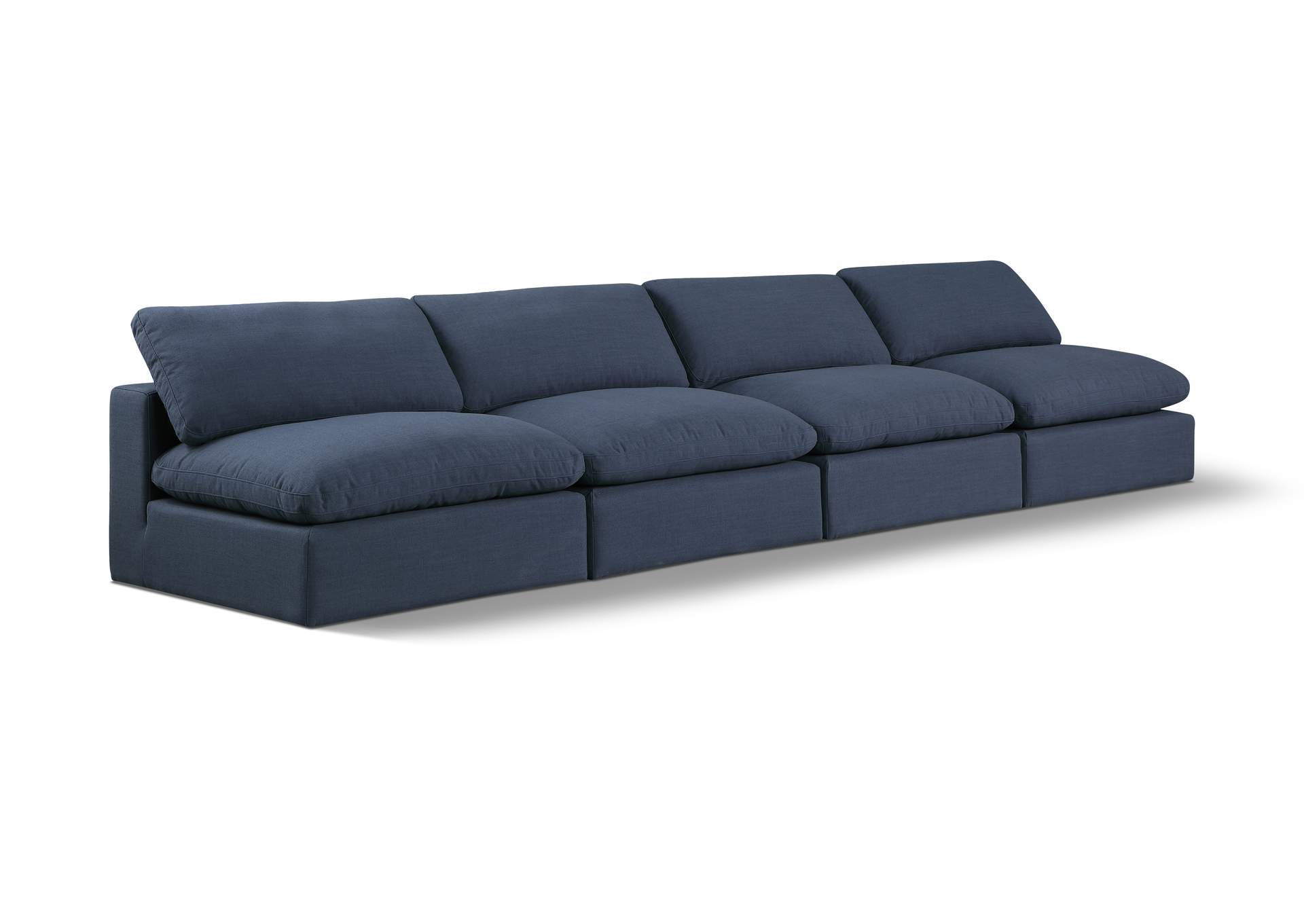 Comfy Navy Linen Textured Fabric Modular Sofa,Meridian Furniture