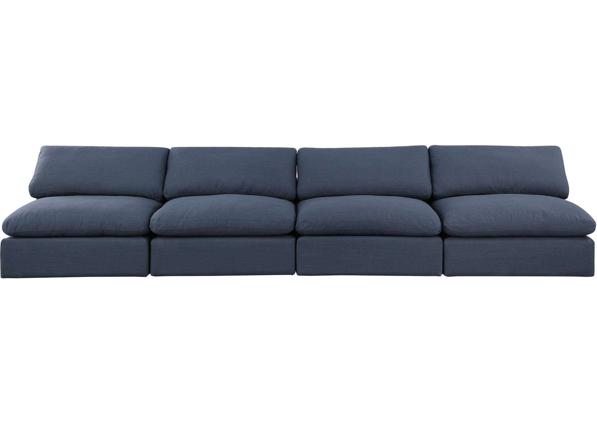 Comfy Navy Linen Textured Fabric Modular Sofa,Meridian Furniture