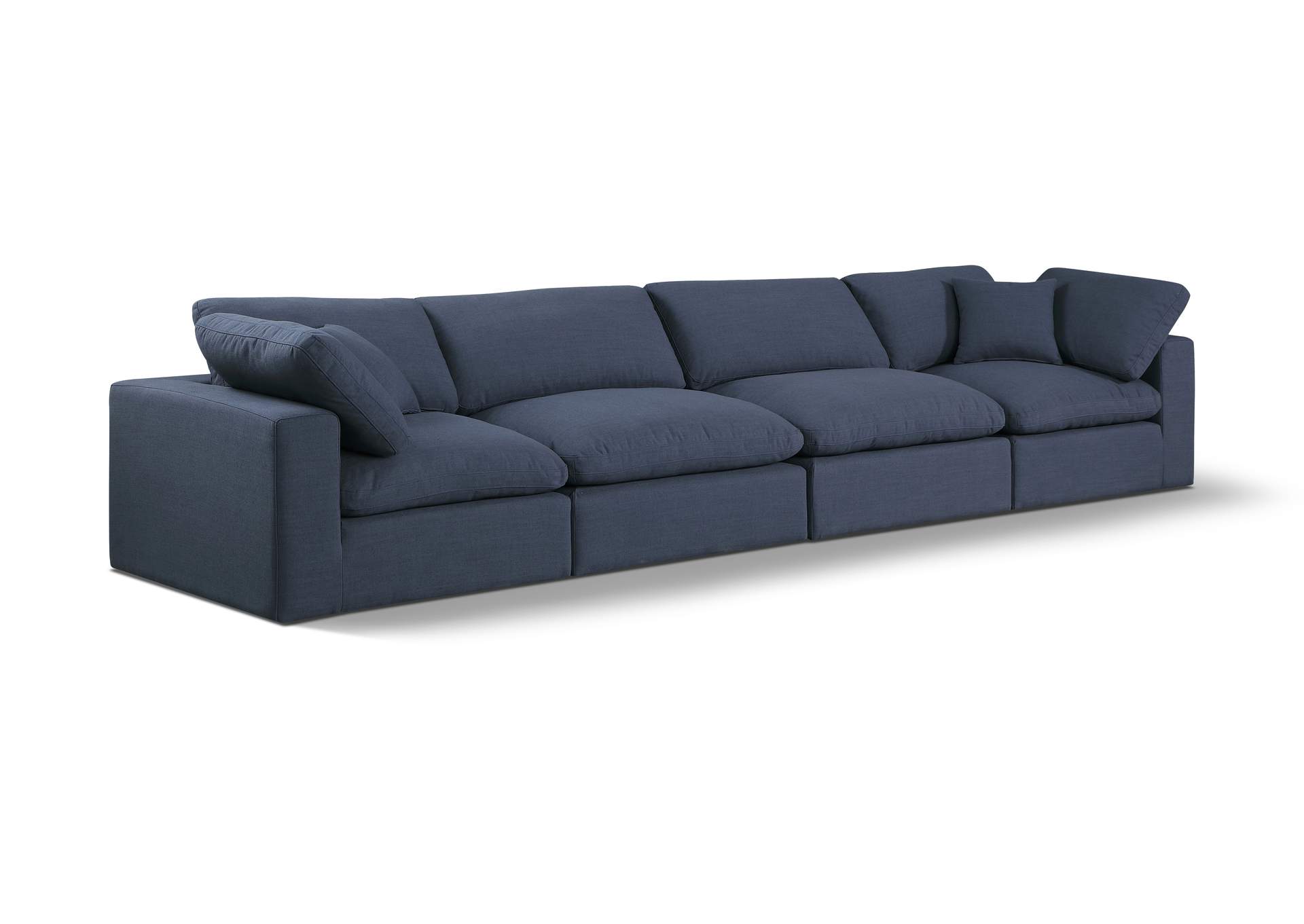 Comfy Navy Linen Textured Fabric Modular Sofa,Meridian Furniture
