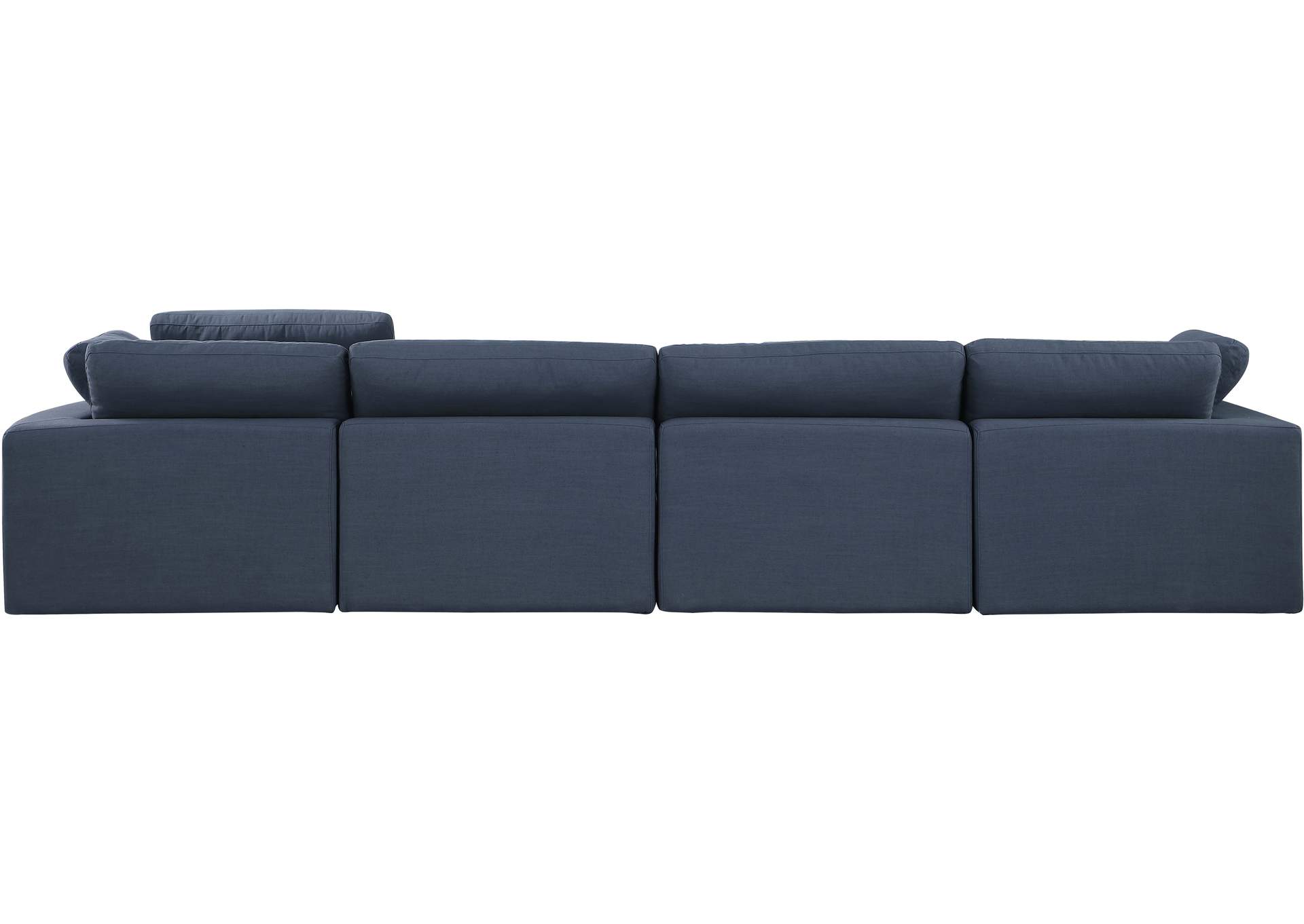 Comfy Navy Linen Textured Fabric Modular Sofa,Meridian Furniture