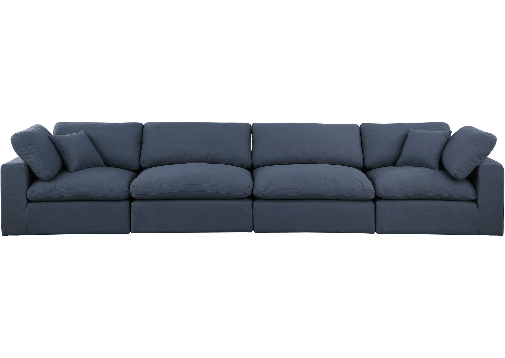 Comfy Navy Linen Textured Fabric Modular Sofa,Meridian Furniture