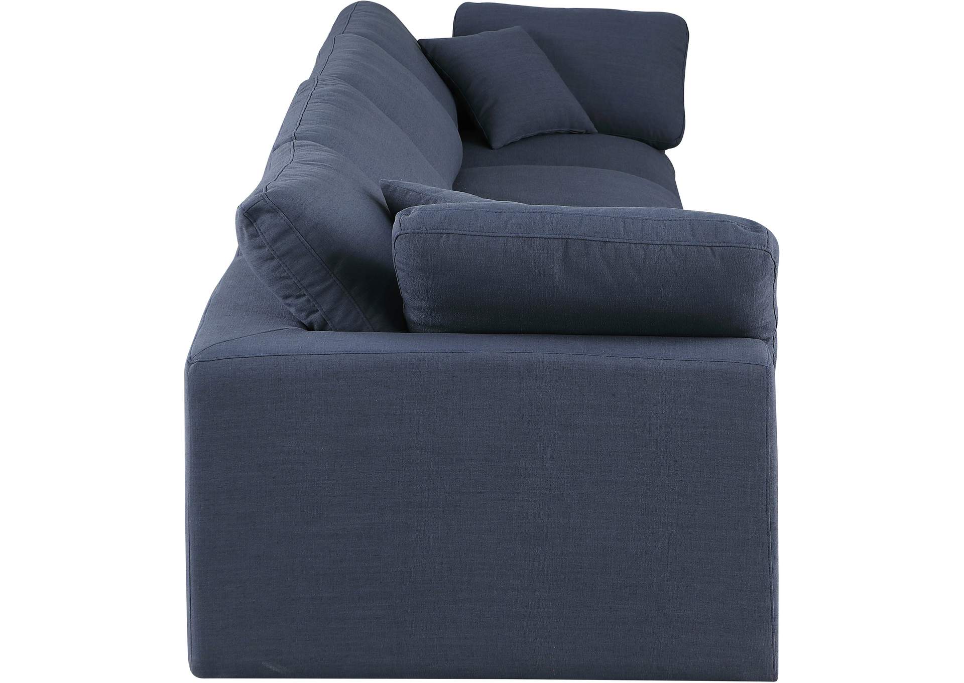 Comfy Navy Linen Textured Fabric Modular Sofa,Meridian Furniture