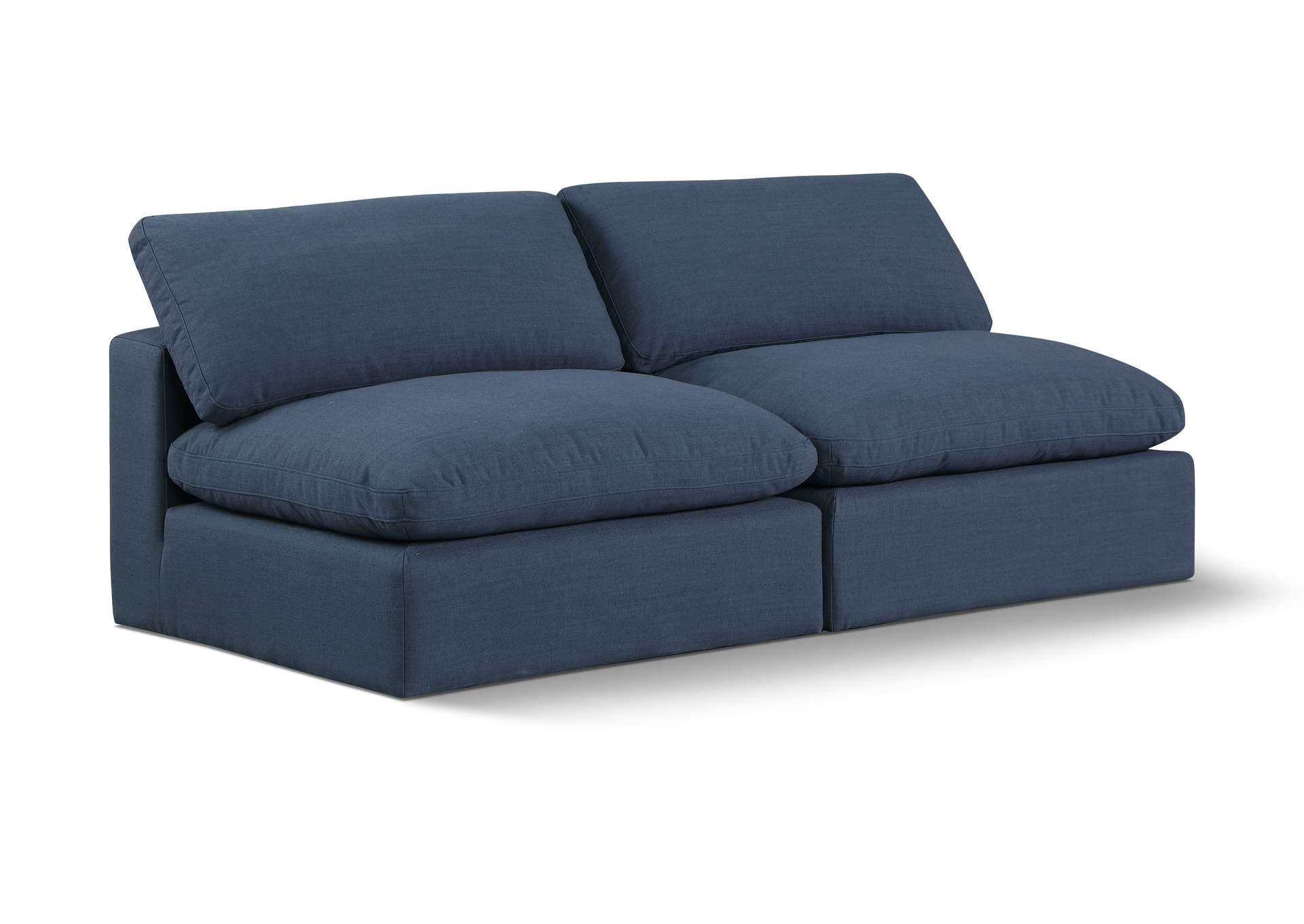 Comfy Navy Linen Textured Fabric Modular Sofa,Meridian Furniture