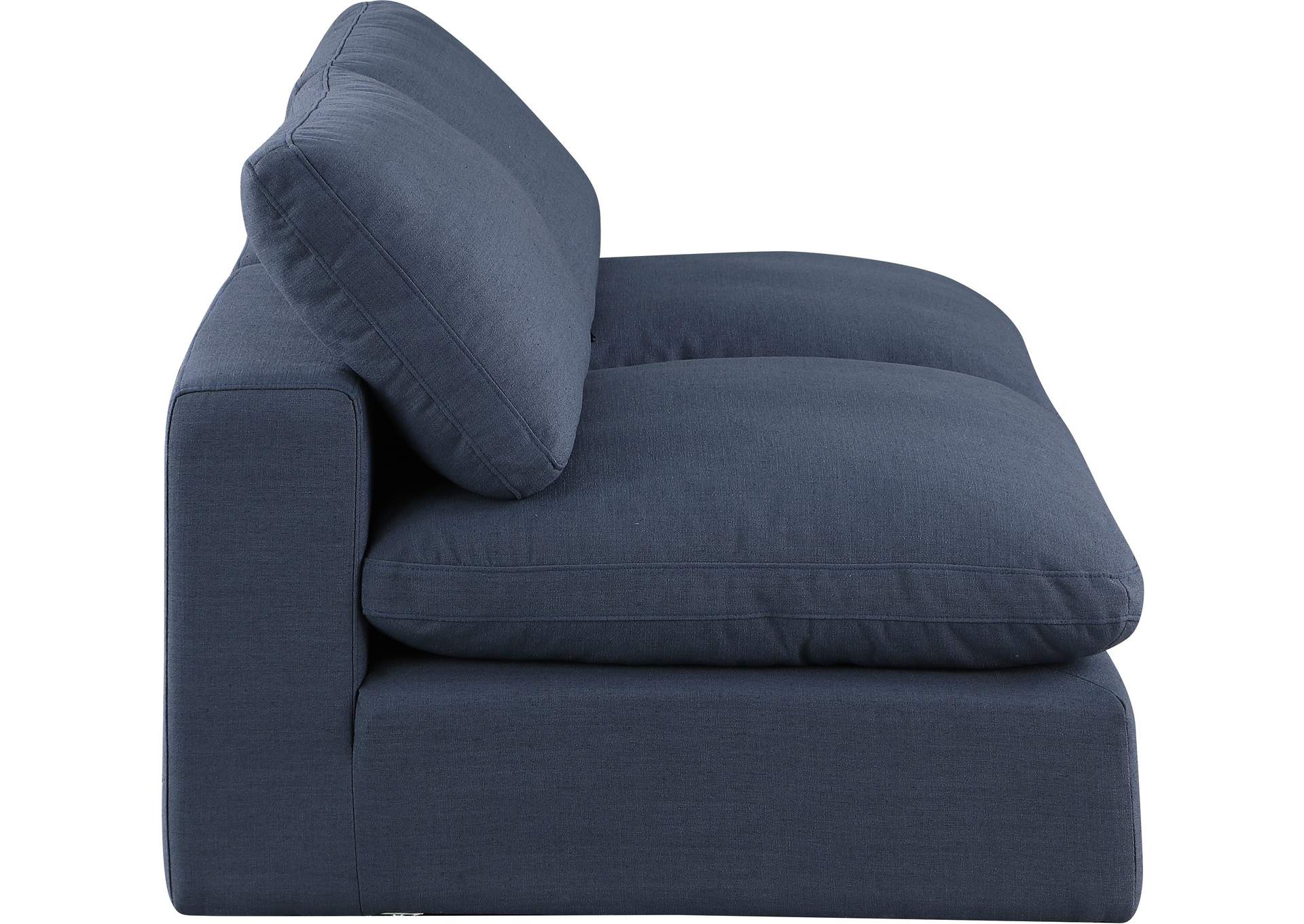 Comfy Navy Linen Textured Fabric Modular Sofa,Meridian Furniture