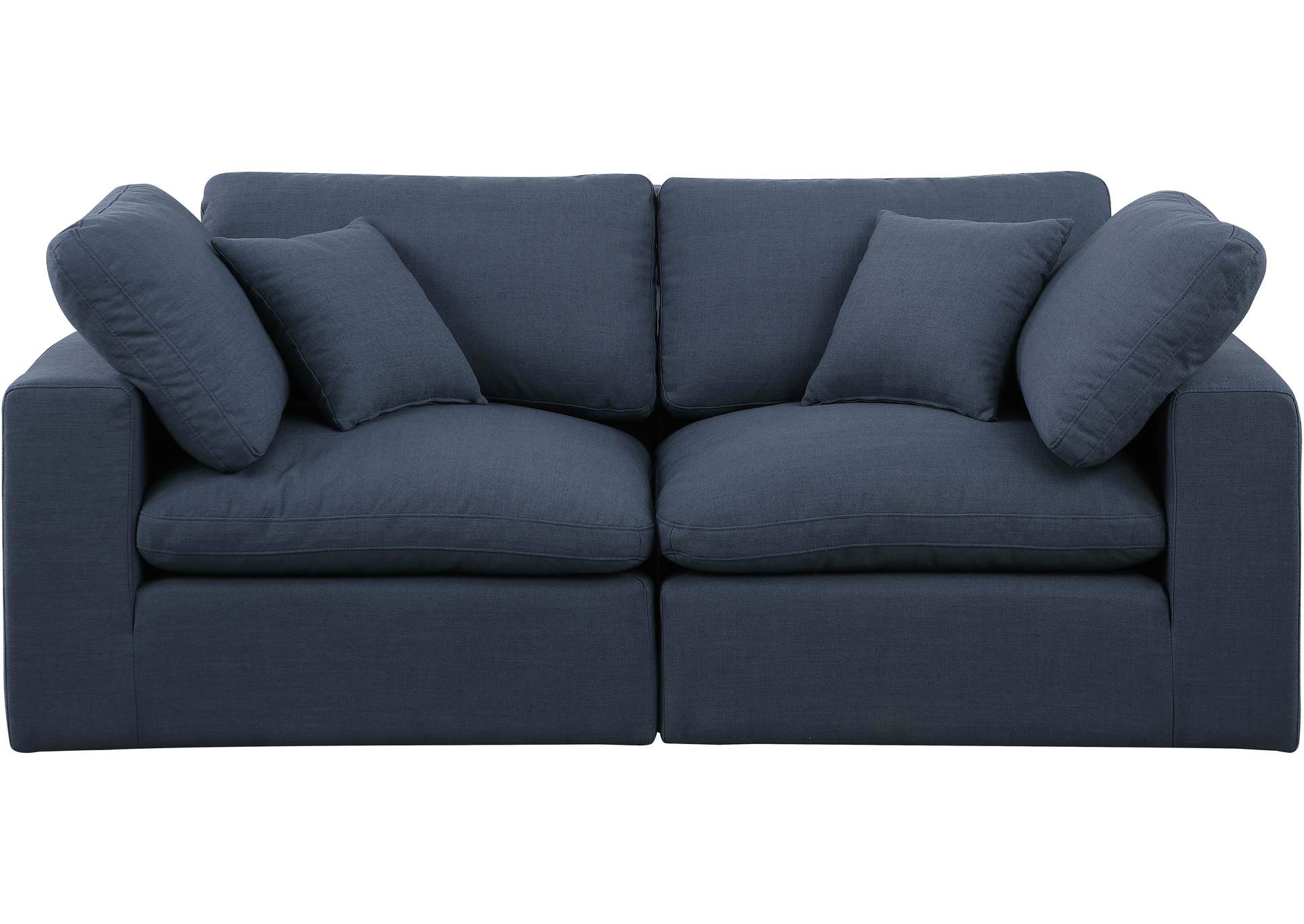 Comfy Navy Linen Textured Fabric Modular Sofa,Meridian Furniture