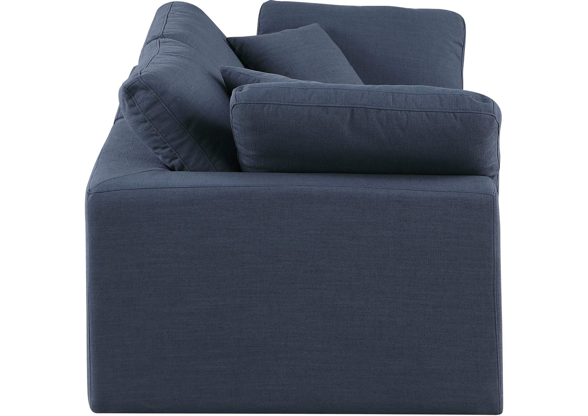 Comfy Navy Linen Textured Fabric Modular Sofa,Meridian Furniture