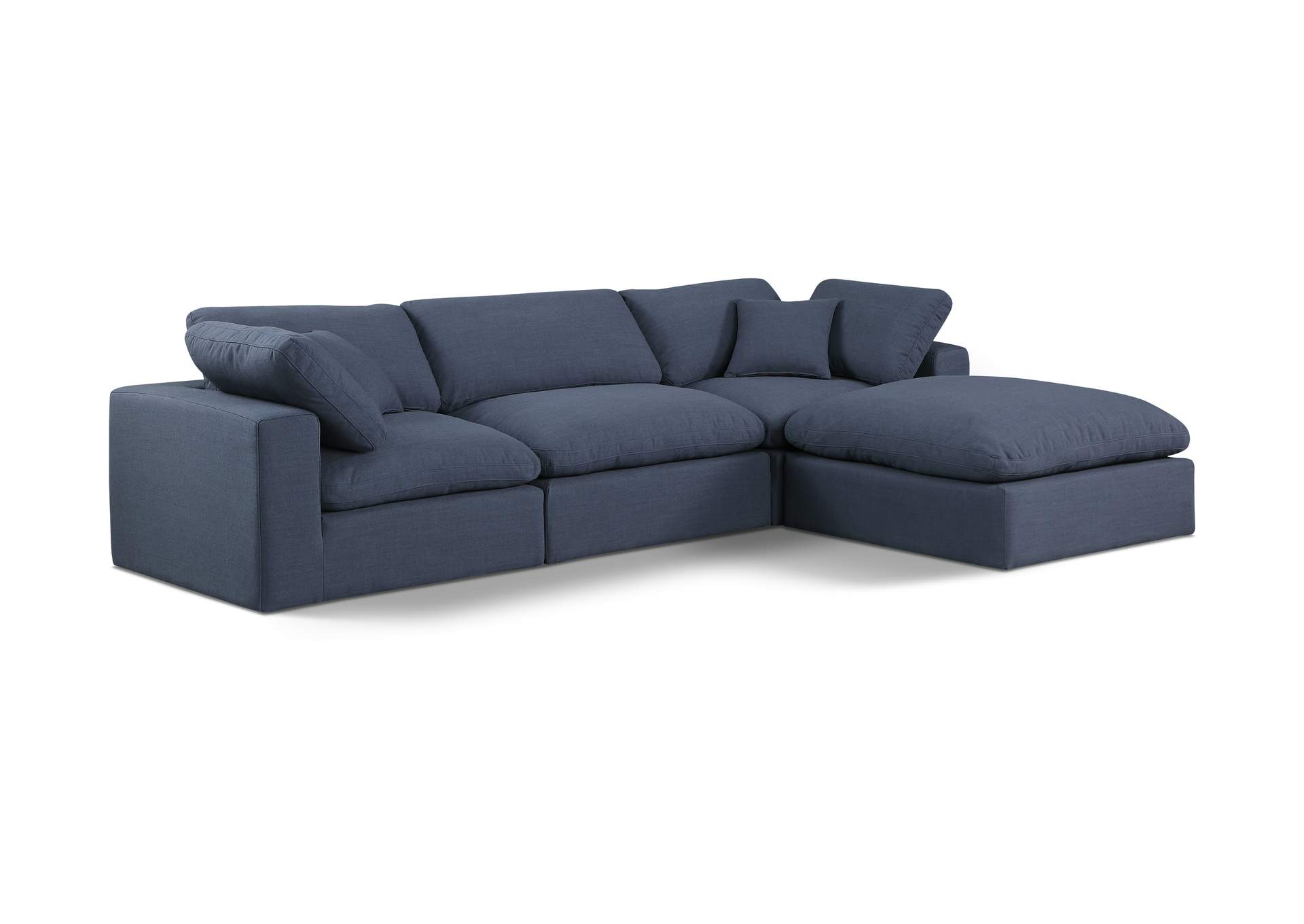 Comfy Navy Linen Textured Fabric Modular Sectional,Meridian Furniture