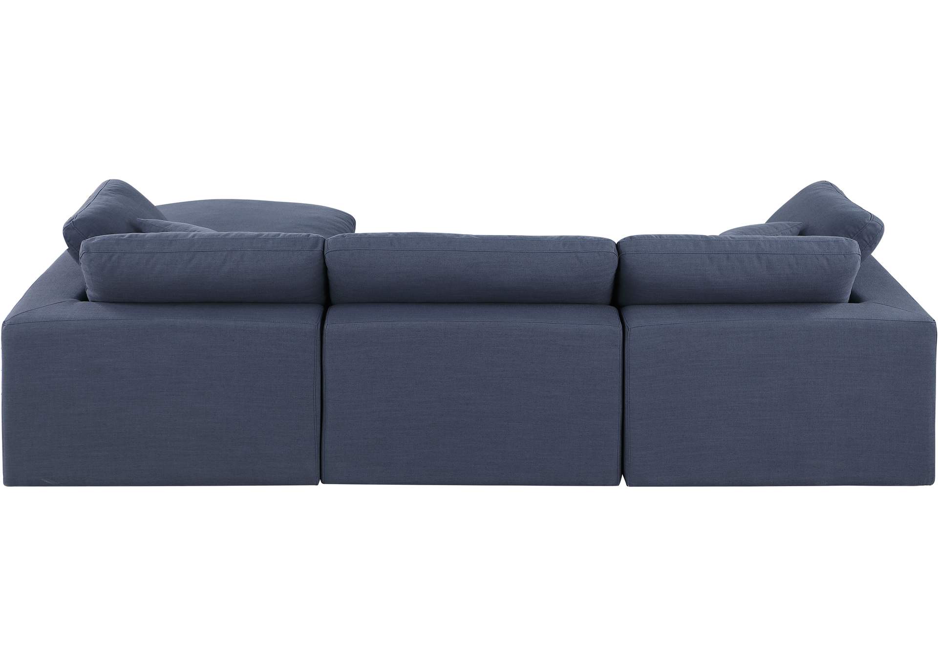 Comfy Navy Linen Textured Fabric Modular Sectional,Meridian Furniture