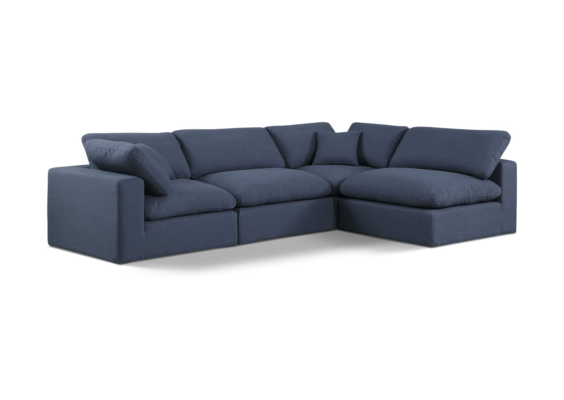 Comfy Navy Linen Textured Fabric Modular Sectional,Meridian Furniture