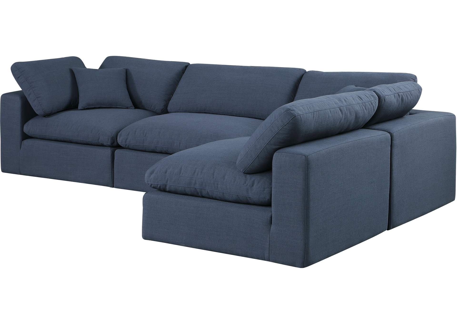 Comfy Navy Linen Textured Fabric Modular Sectional,Meridian Furniture