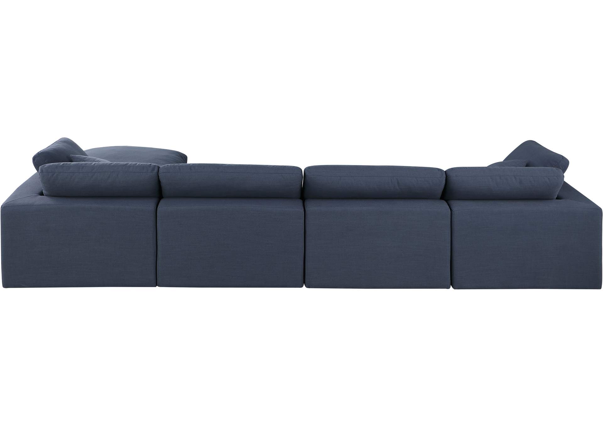 Comfy Navy Linen Textured Fabric Modular Sectional,Meridian Furniture