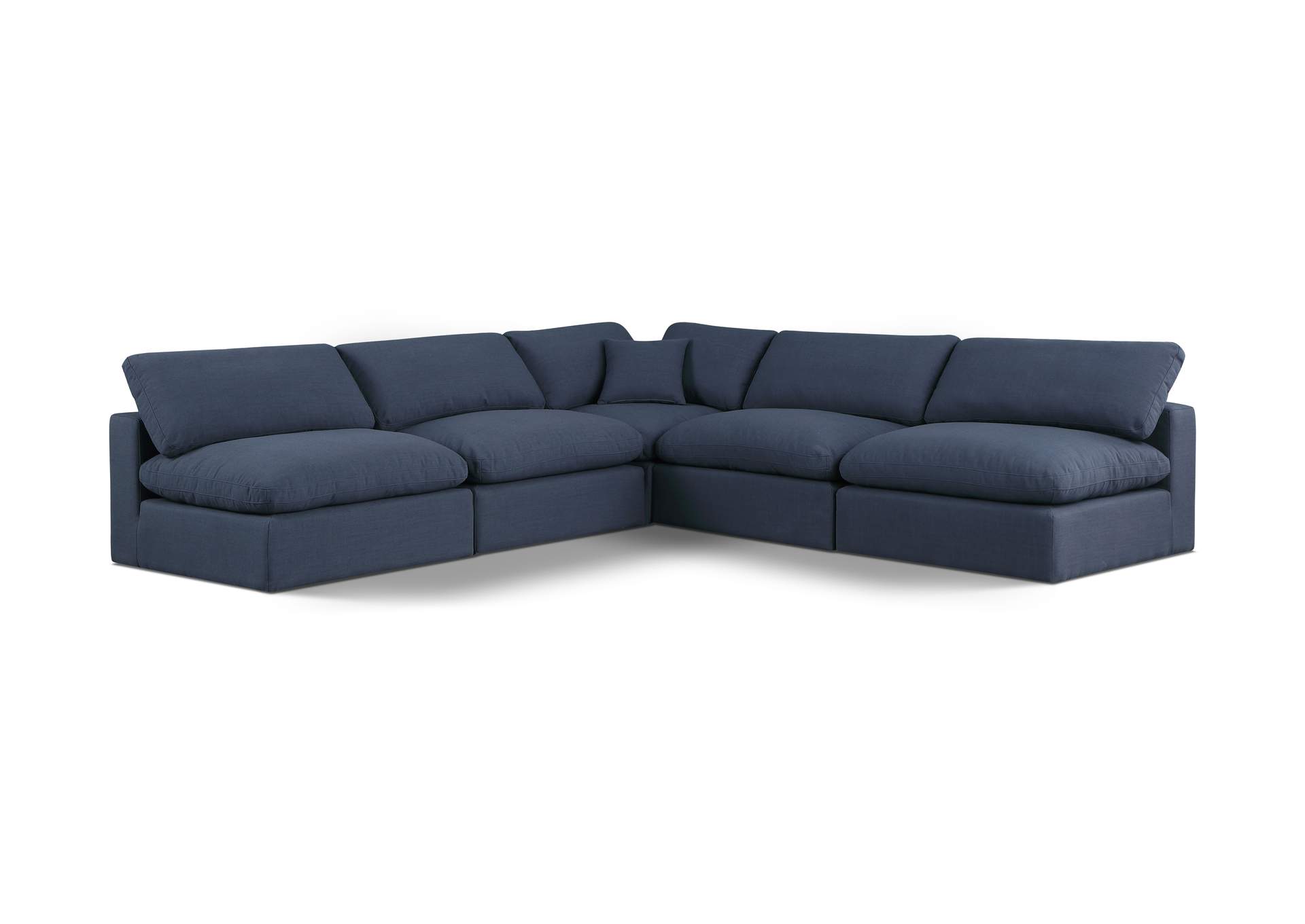 Comfy Navy Linen Textured Fabric Modular Sectional,Meridian Furniture