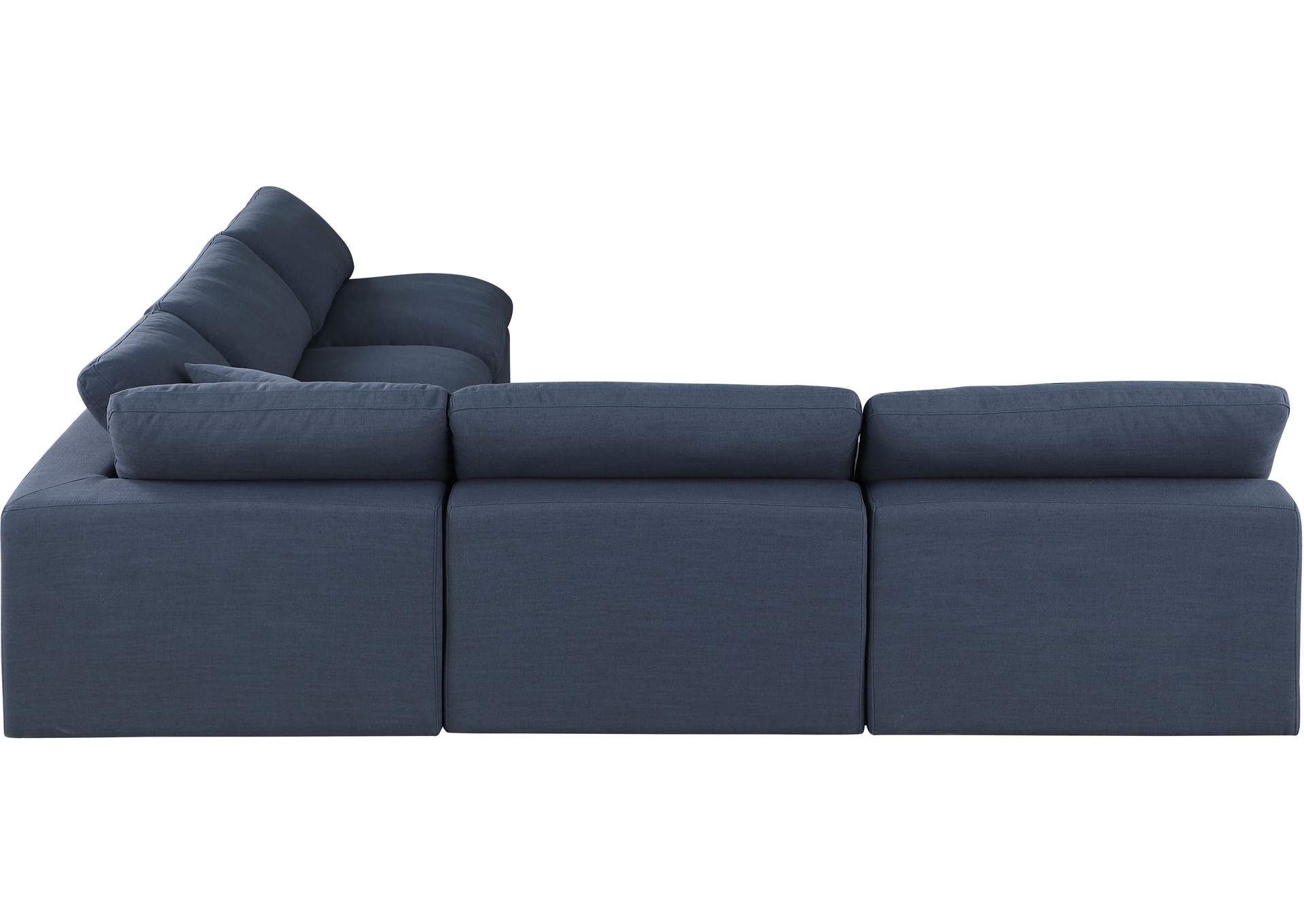 Comfy Navy Linen Textured Fabric Modular Sectional,Meridian Furniture