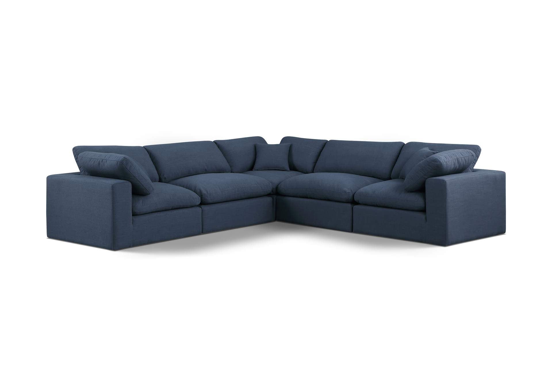 Comfy Navy Linen Textured Fabric Modular Sectional,Meridian Furniture