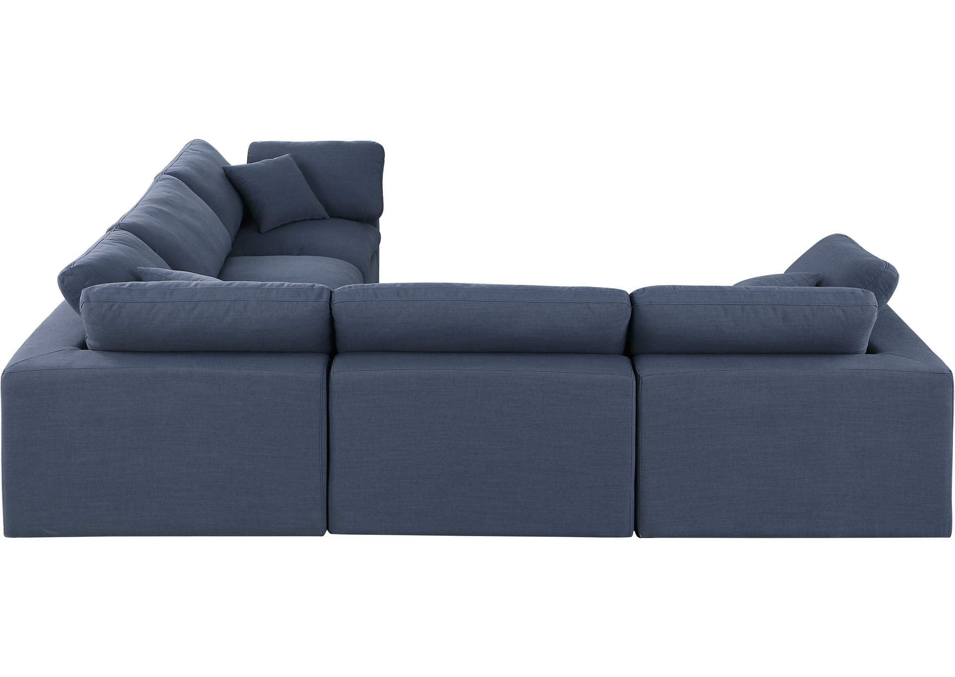 Comfy Navy Linen Textured Fabric Modular Sectional,Meridian Furniture
