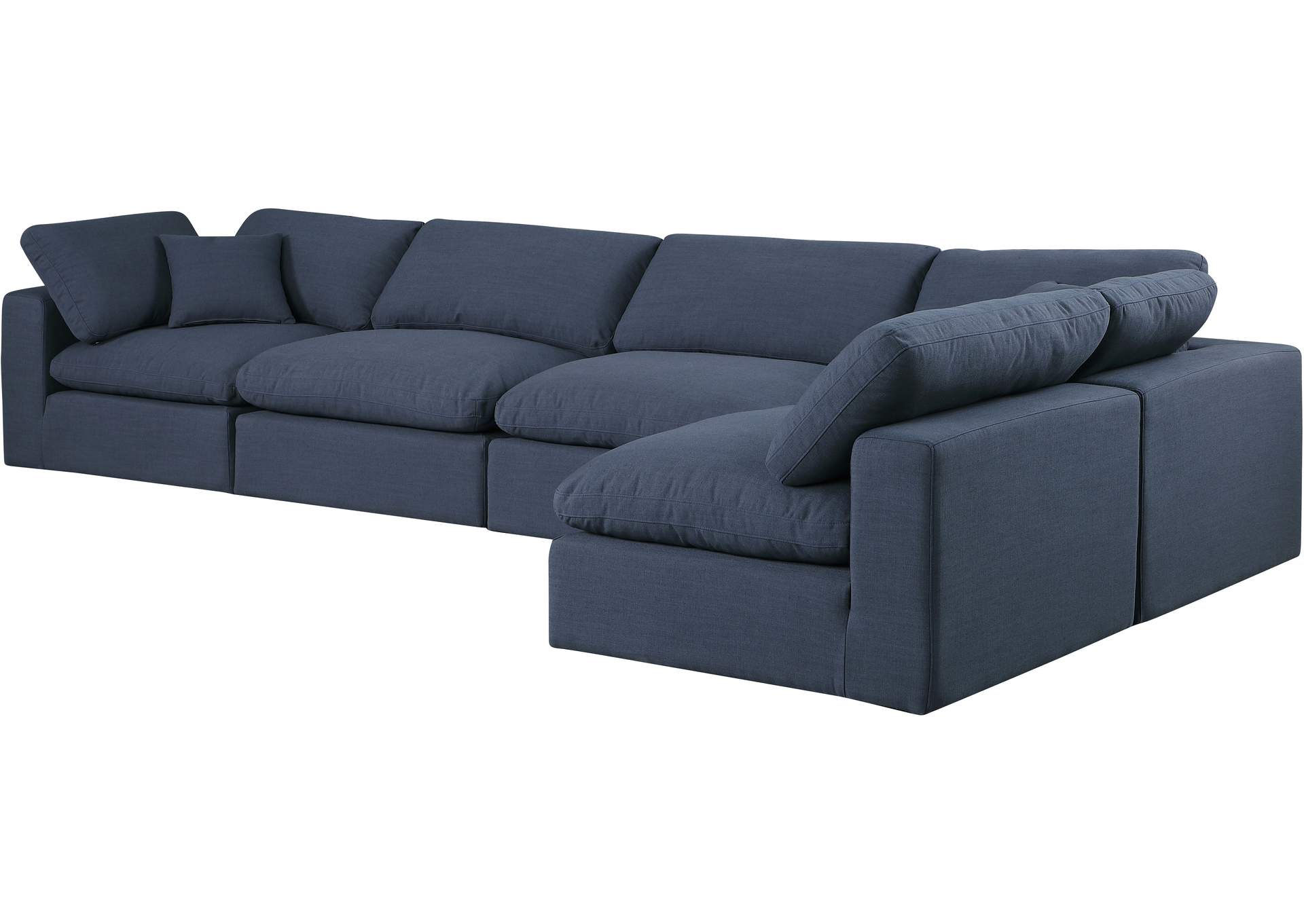 Comfy Navy Linen Textured Fabric Modular Sectional,Meridian Furniture