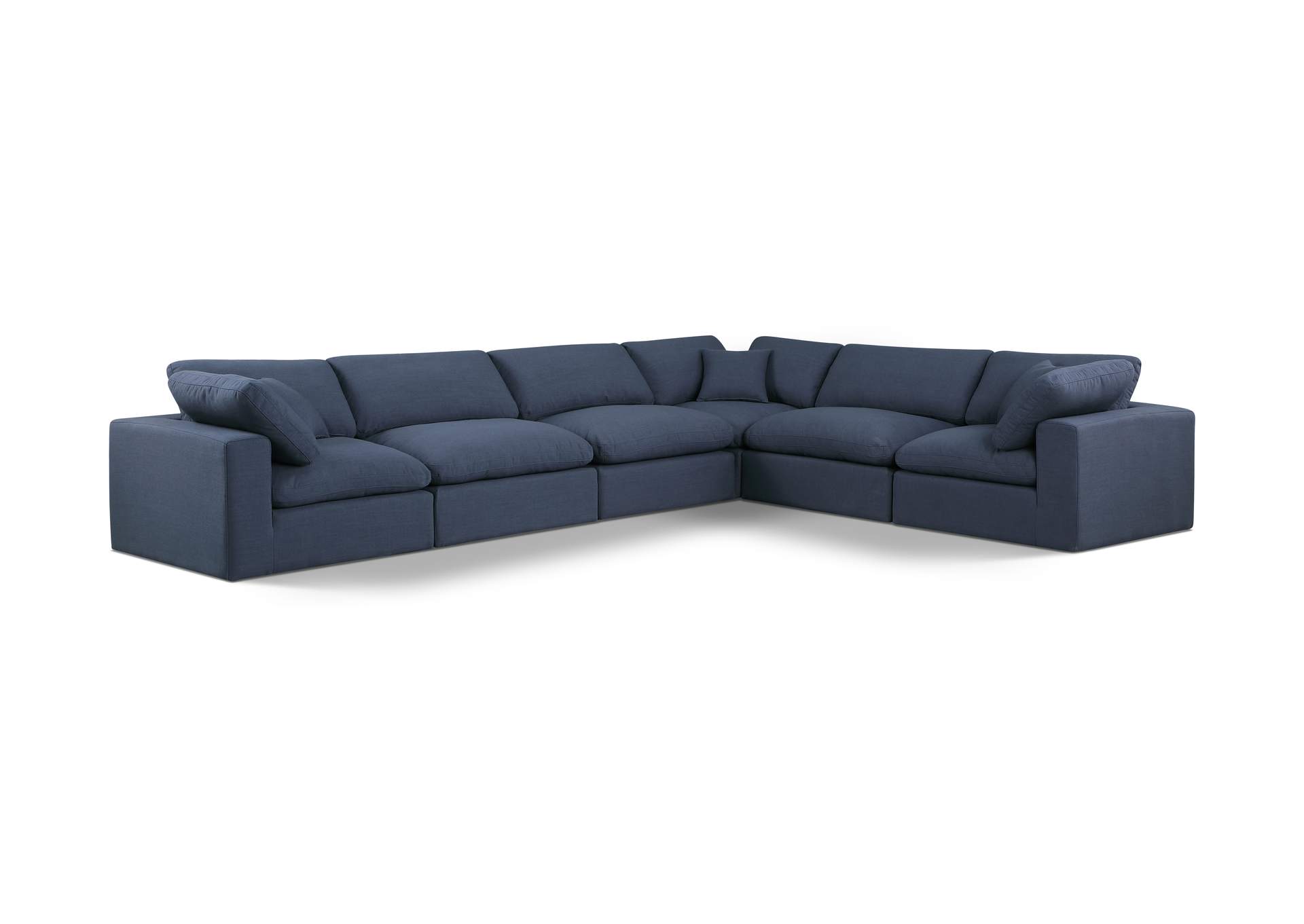 Comfy Navy Linen Textured Fabric Modular Sectional,Meridian Furniture