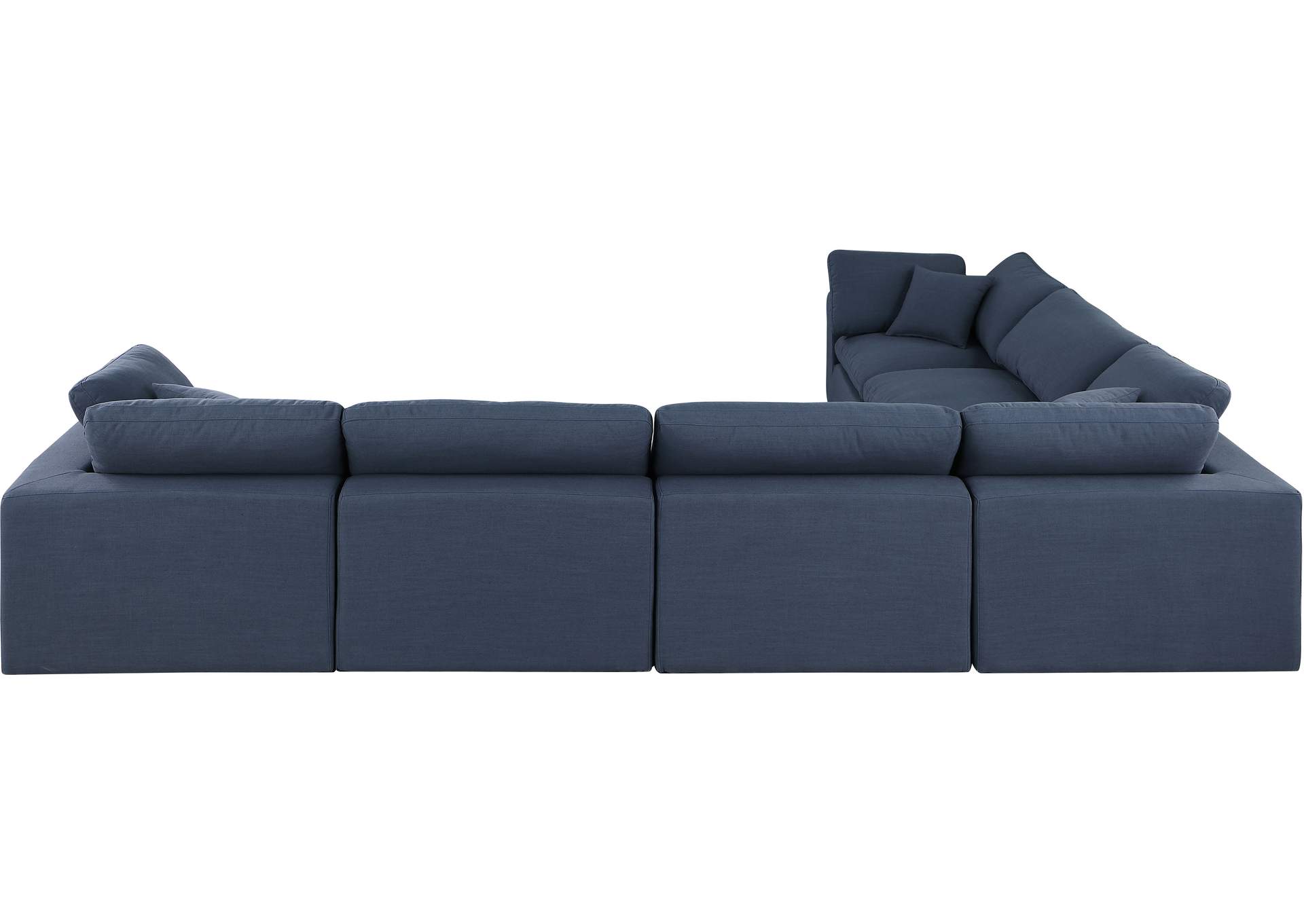 Comfy Navy Linen Textured Fabric Modular Sectional,Meridian Furniture