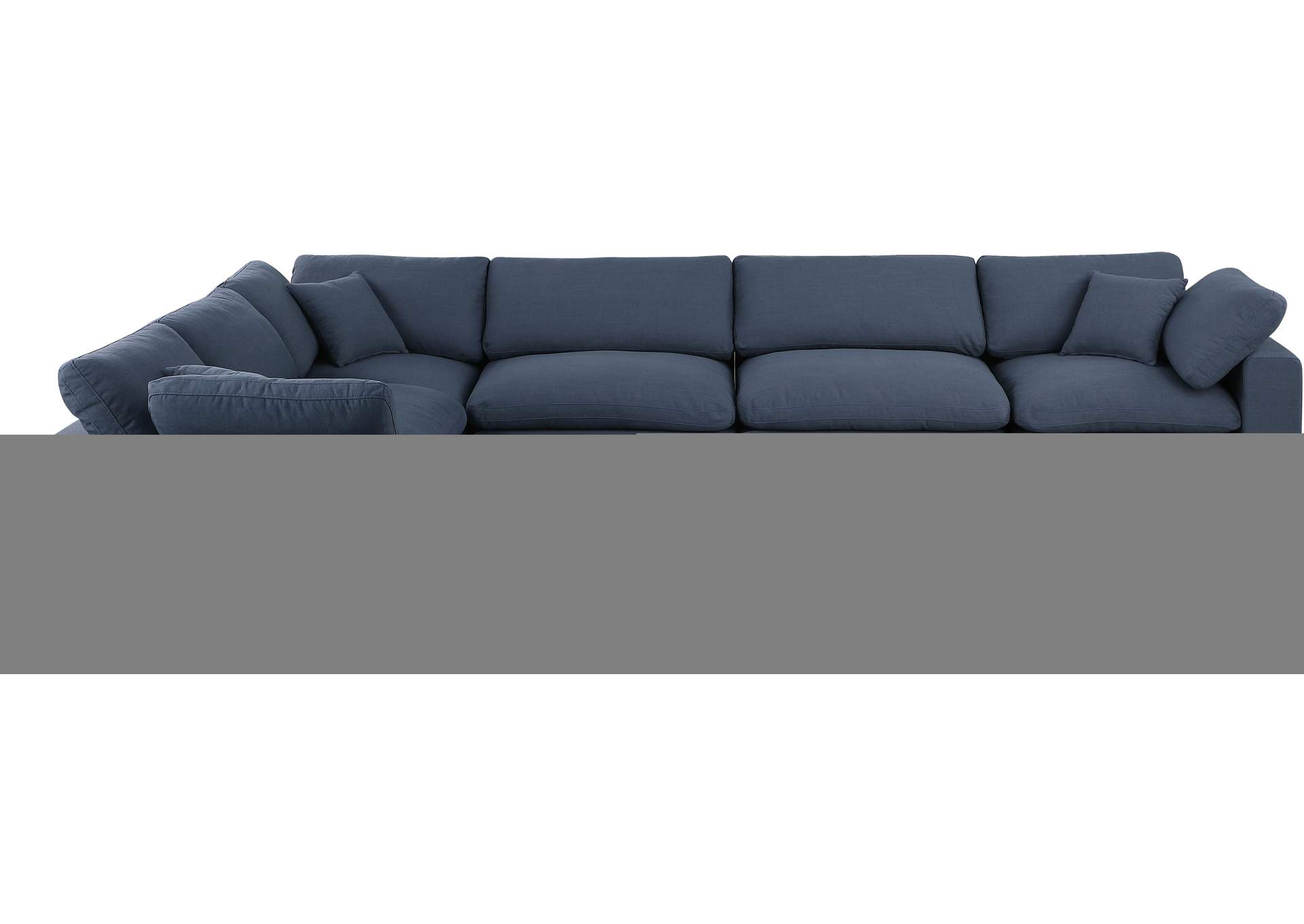 Comfy Navy Linen Textured Fabric Modular Sectional,Meridian Furniture