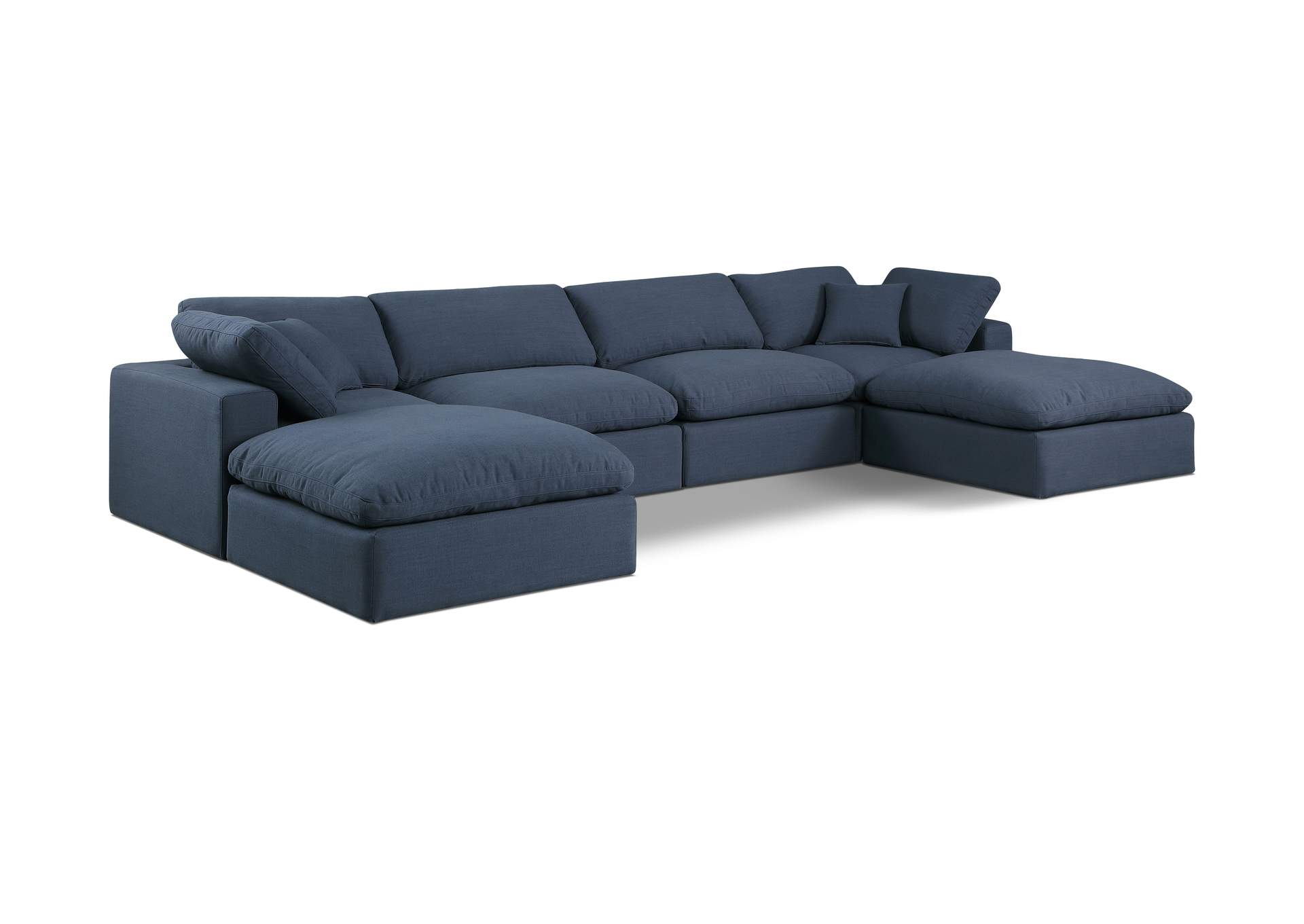 Comfy Navy Linen Textured Fabric Modular Sectional,Meridian Furniture