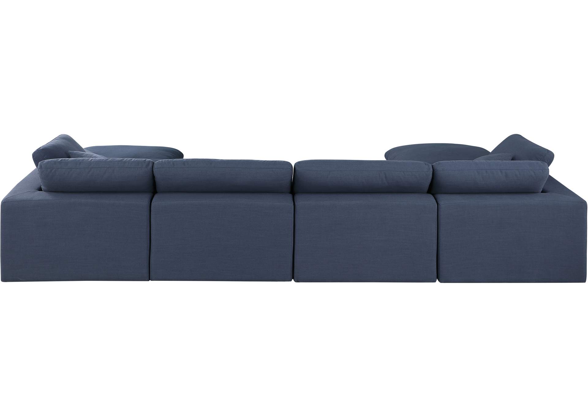 Comfy Navy Linen Textured Fabric Modular Sectional,Meridian Furniture
