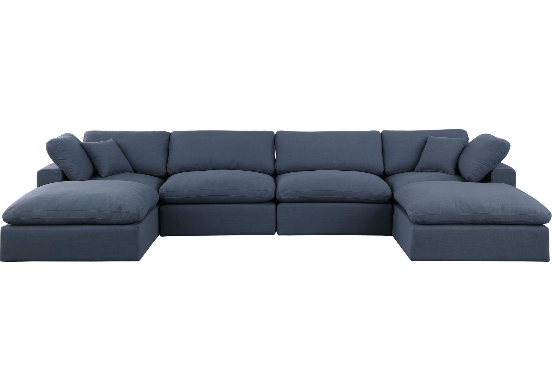 Comfy Navy Linen Textured Fabric Modular Sectional,Meridian Furniture