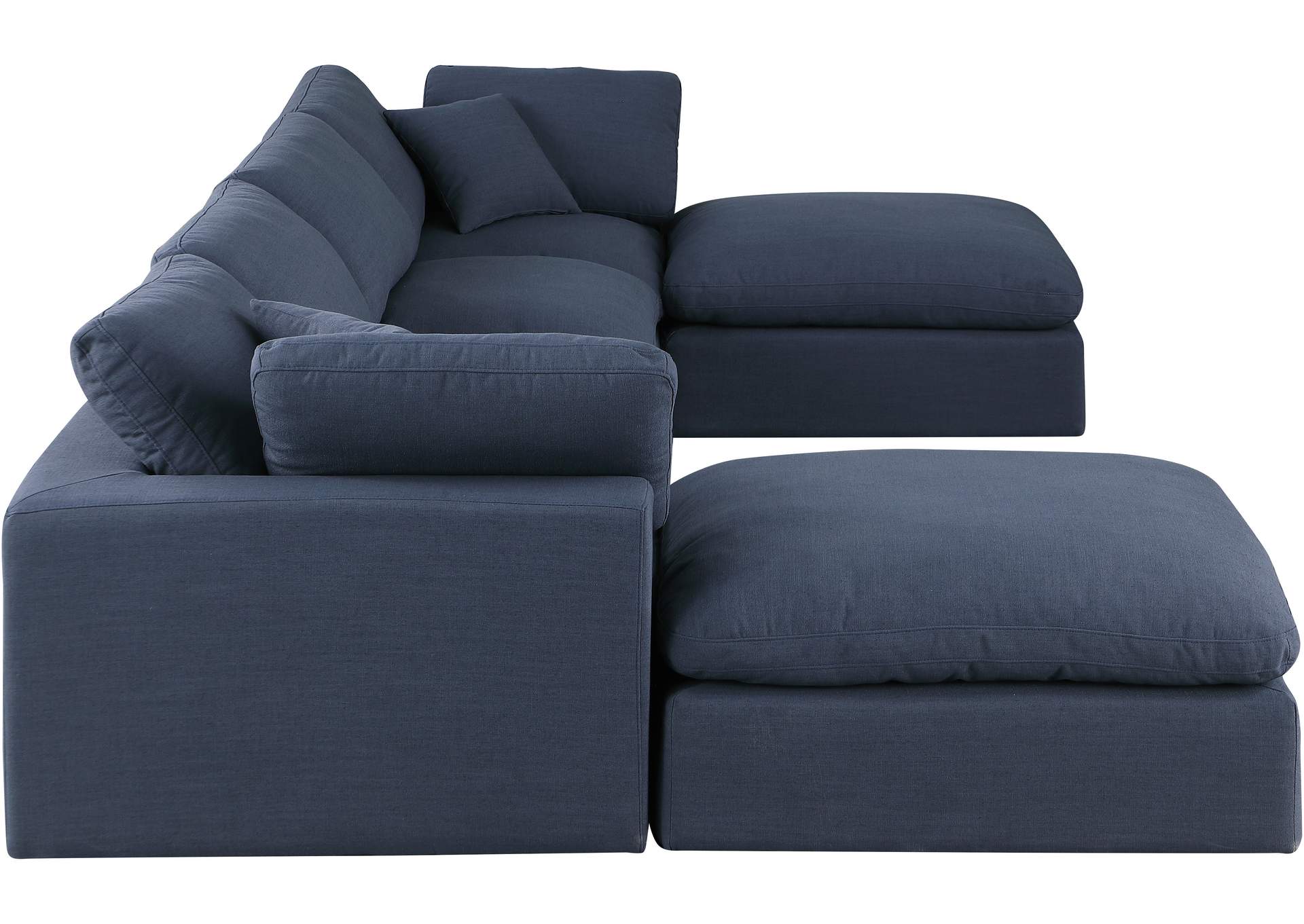 Comfy Navy Linen Textured Fabric Modular Sectional,Meridian Furniture