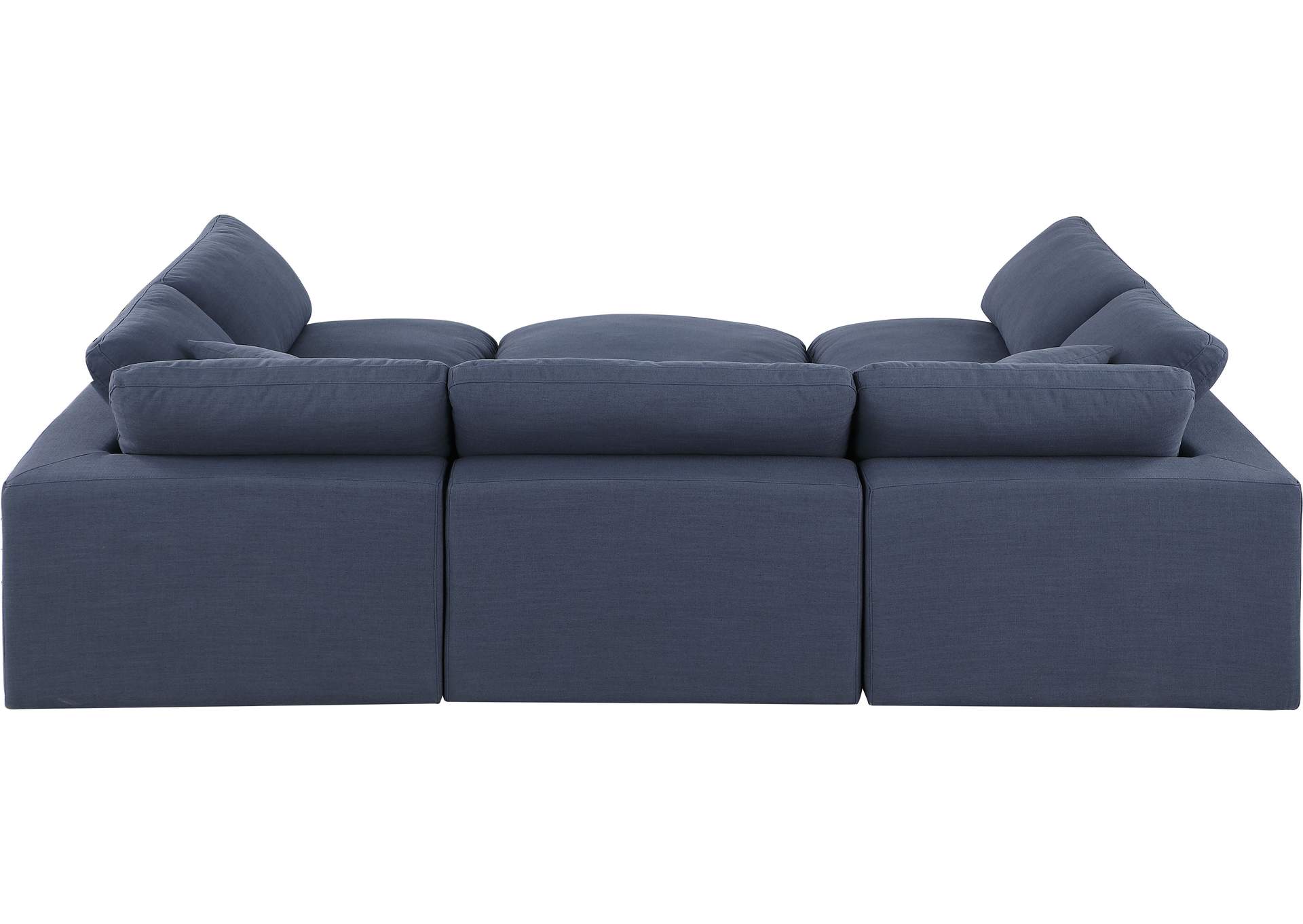 Comfy Navy Linen Textured Fabric Modular Sectional,Meridian Furniture