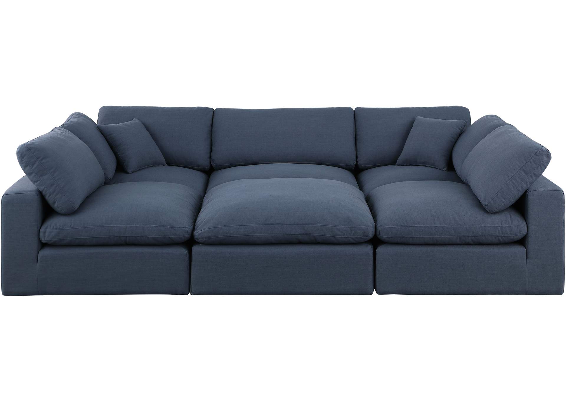 Comfy Navy Linen Textured Fabric Modular Sectional,Meridian Furniture