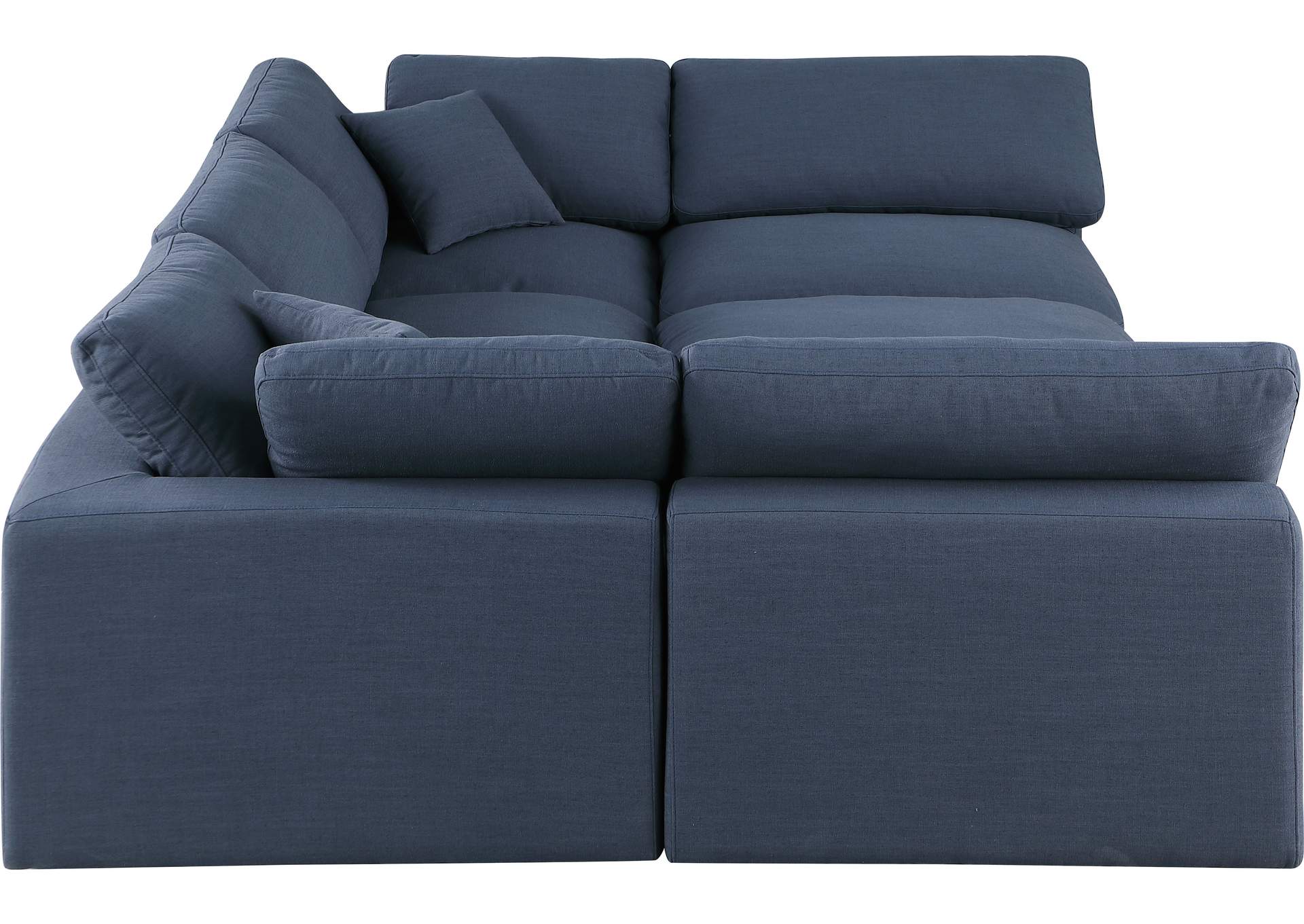 Comfy Navy Linen Textured Fabric Modular Sectional,Meridian Furniture