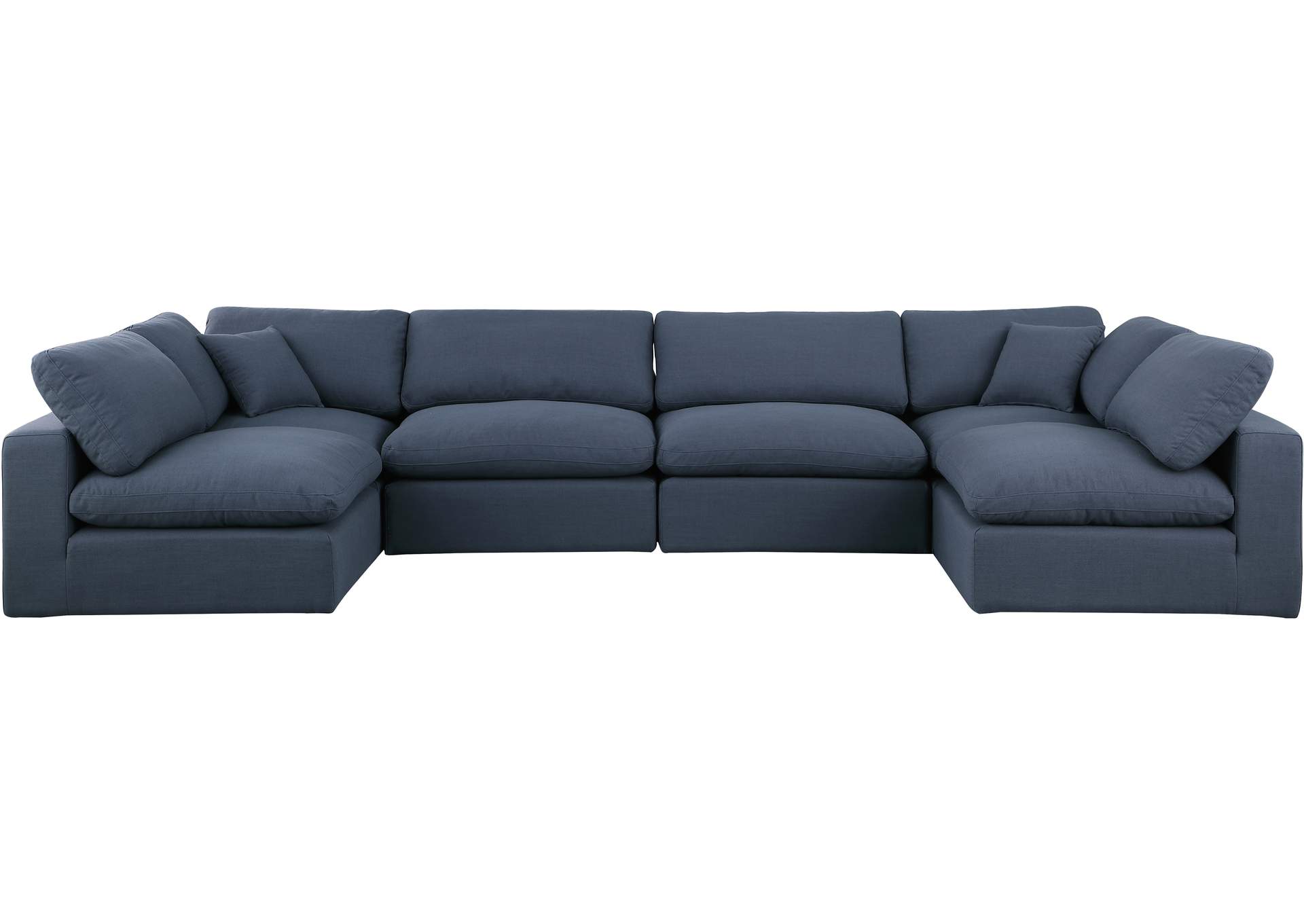 Comfy Navy Linen Textured Fabric Modular Sectional,Meridian Furniture