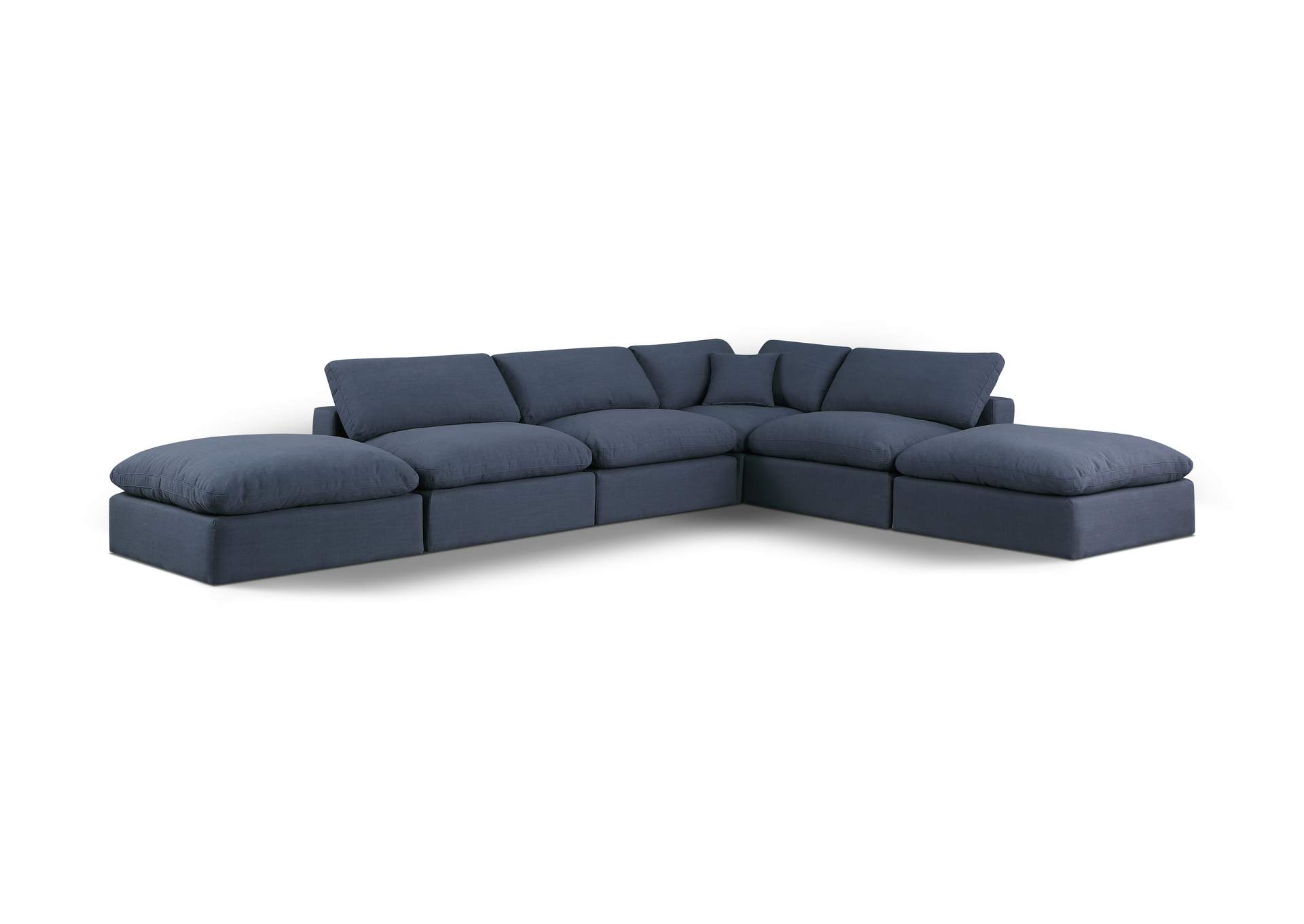 Comfy Navy Linen Textured Fabric Modular Sectional,Meridian Furniture