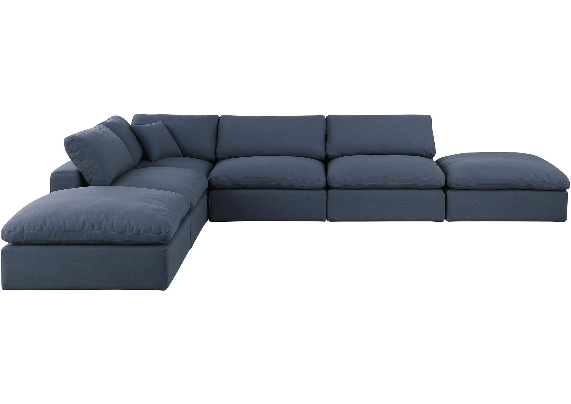 Comfy Navy Linen Textured Fabric Modular Sectional,Meridian Furniture