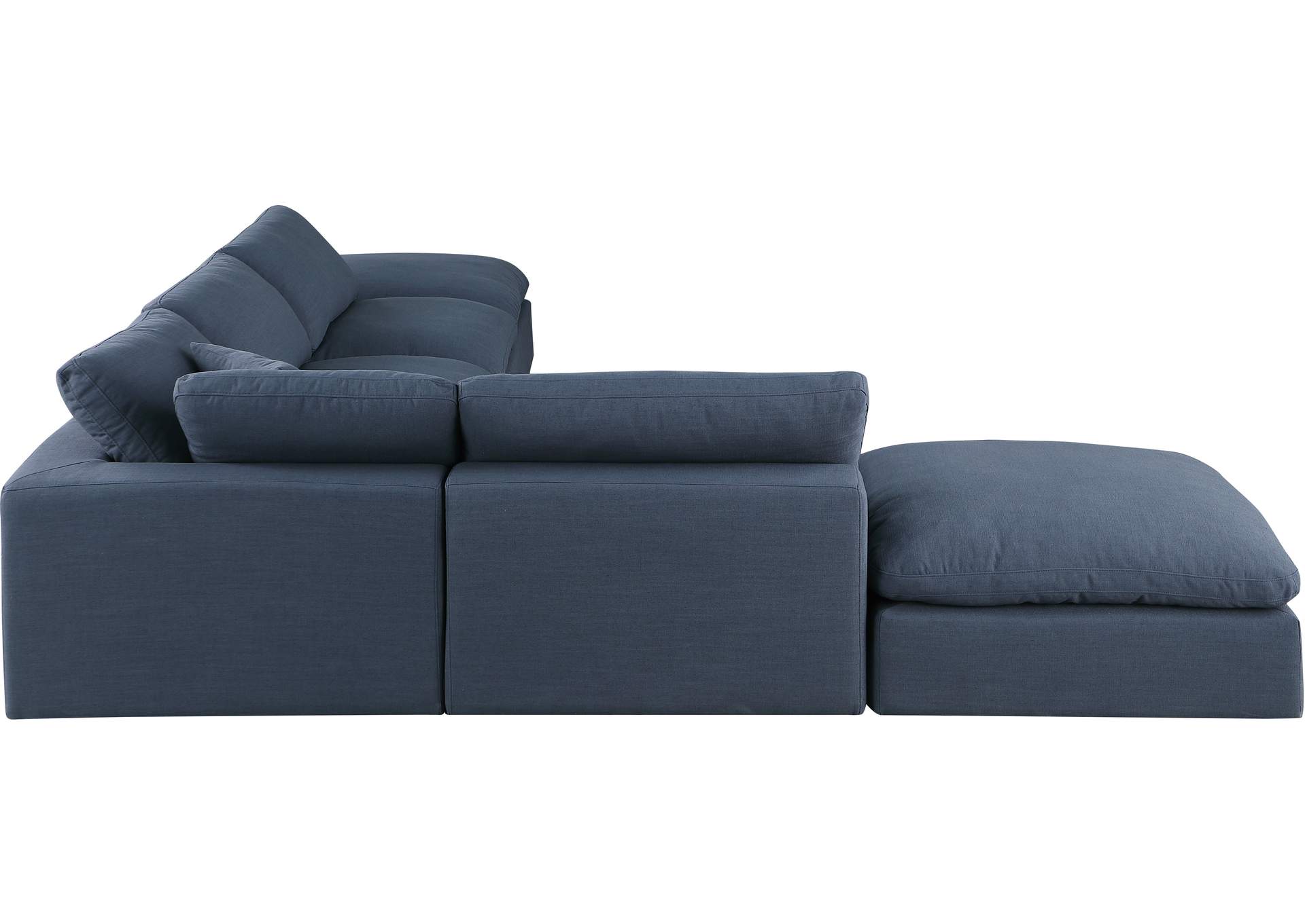 Comfy Navy Linen Textured Fabric Modular Sectional,Meridian Furniture