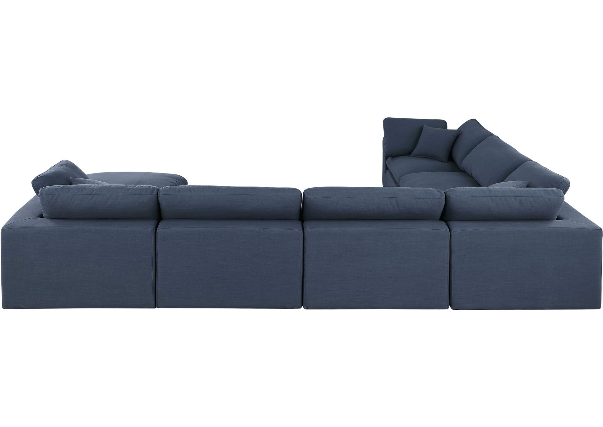 Comfy Navy Linen Textured Fabric Modular Sectional,Meridian Furniture